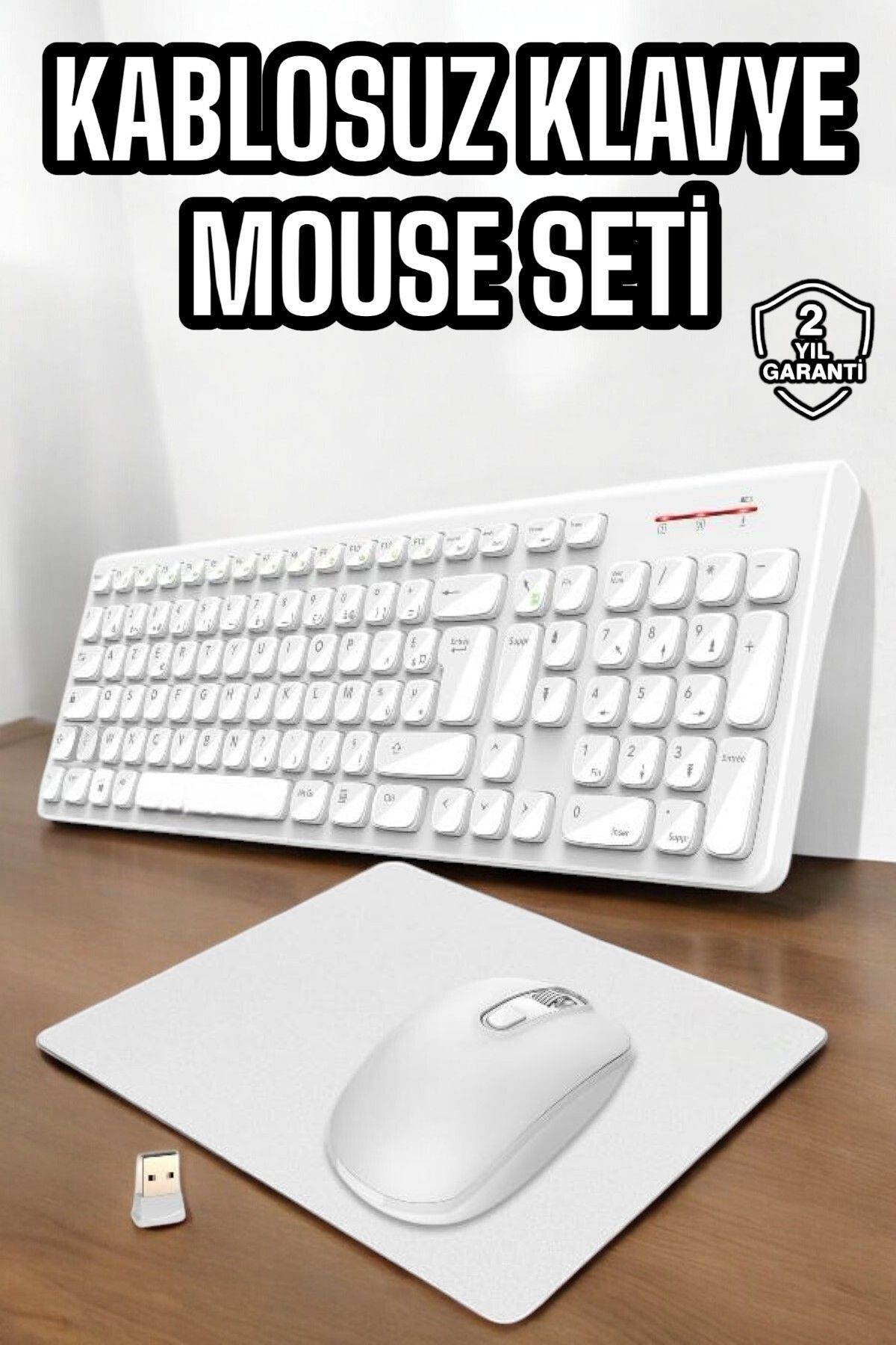 ASTRALTECH Q Klavye Beyaz Klavye Ve Mouse Seti Kablosuz USB Girişli