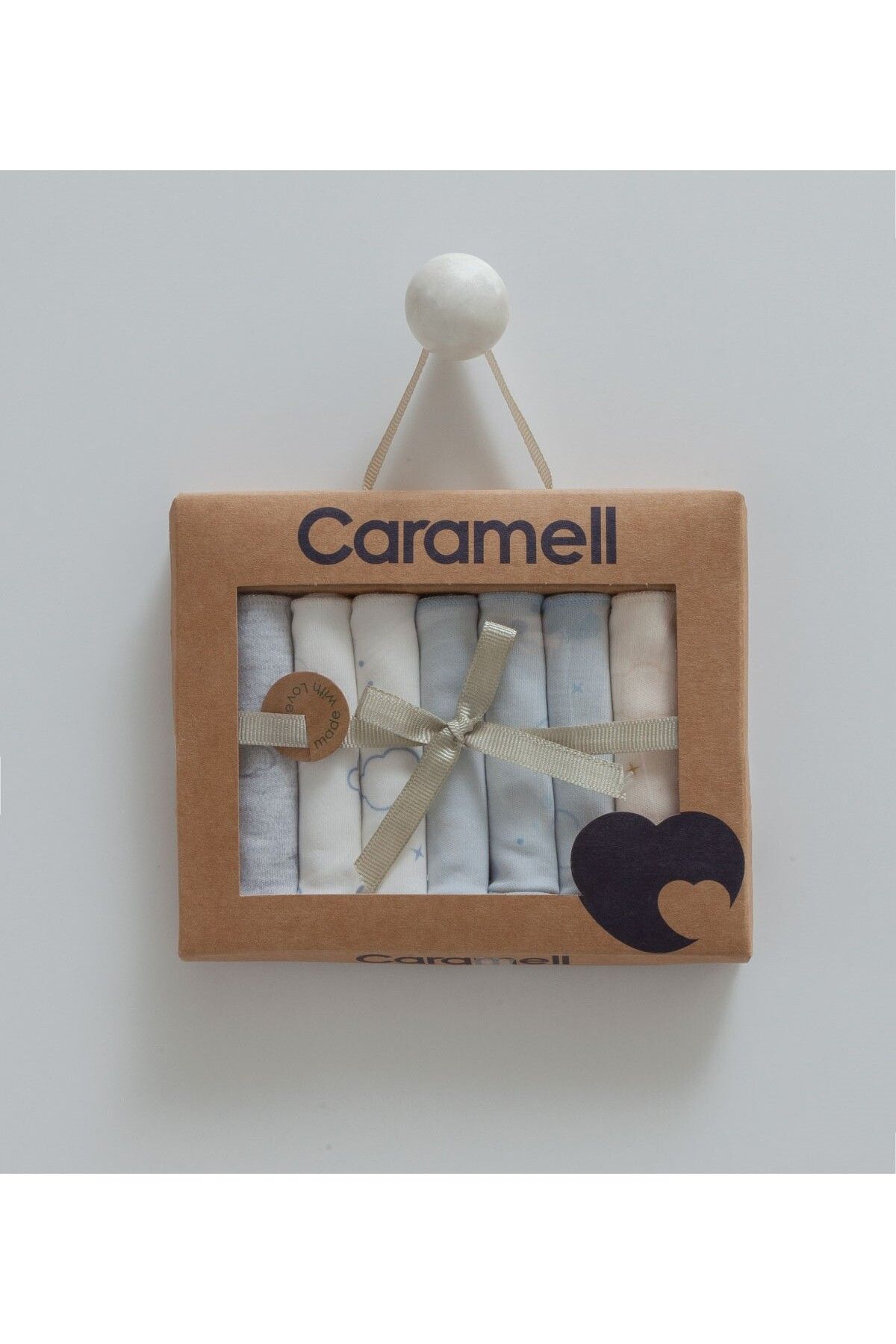 Caramell 7 Li Bebek Mendili %100 Pamuk Penye Bebek Ağız Mendili 20x20 Cm