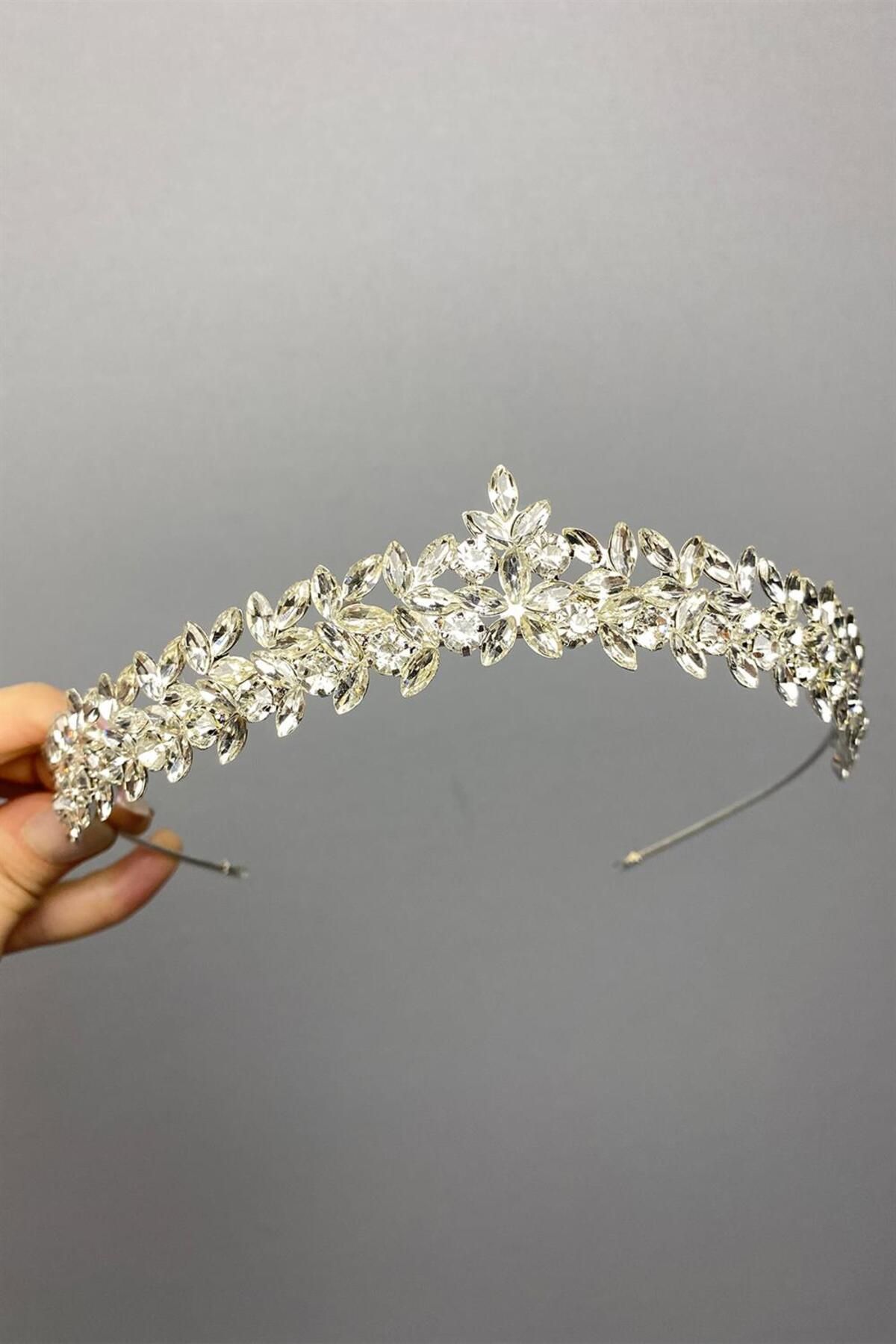 Hayalperest boncuk-Slim Elegant Vera Bridal Crown 7