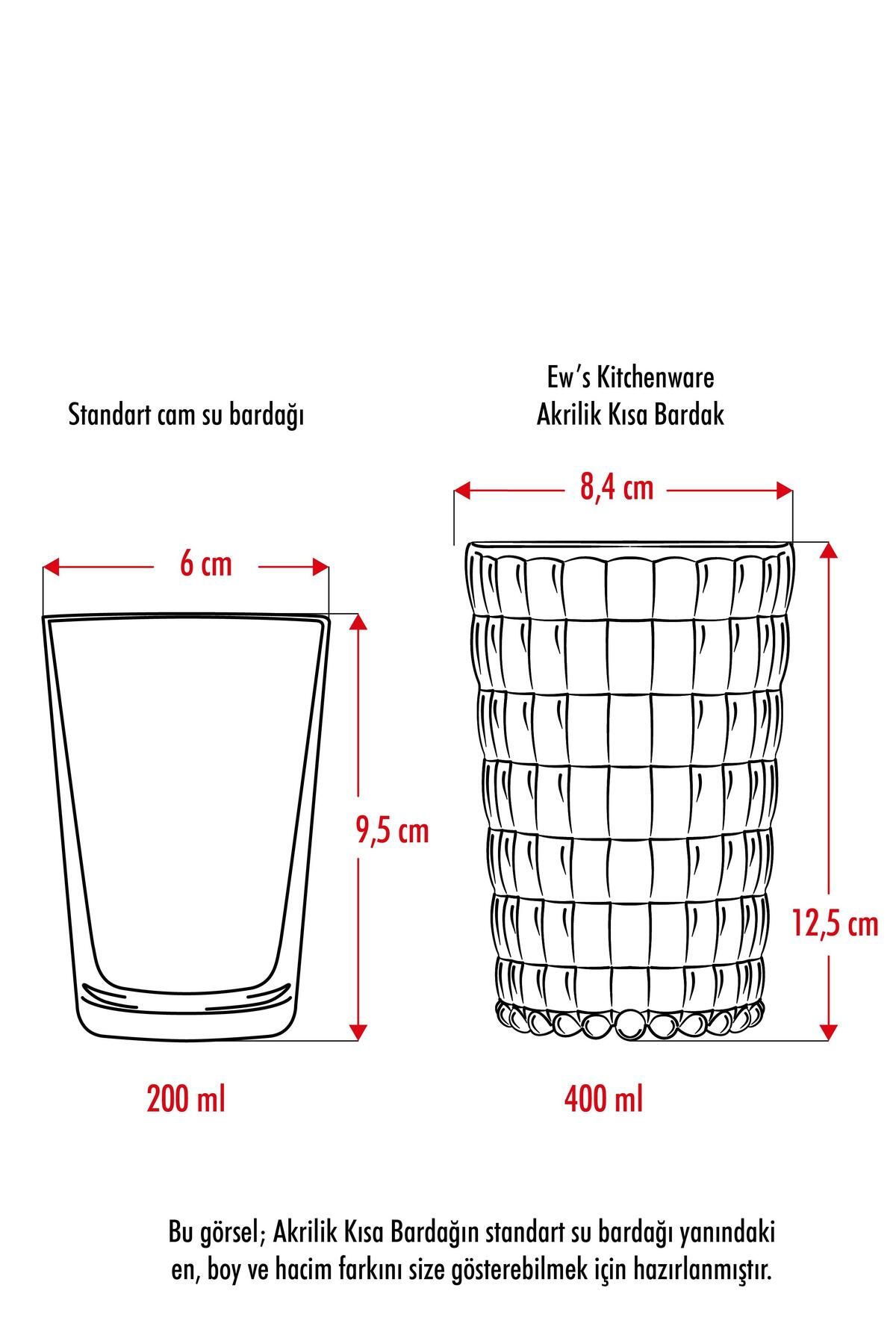 VALORİA Akrilik Beyaz Tekli Kısa Bardak & Su Meşrubat Kahve Yanı Bardağı 400 ml ( Cam Değildir )