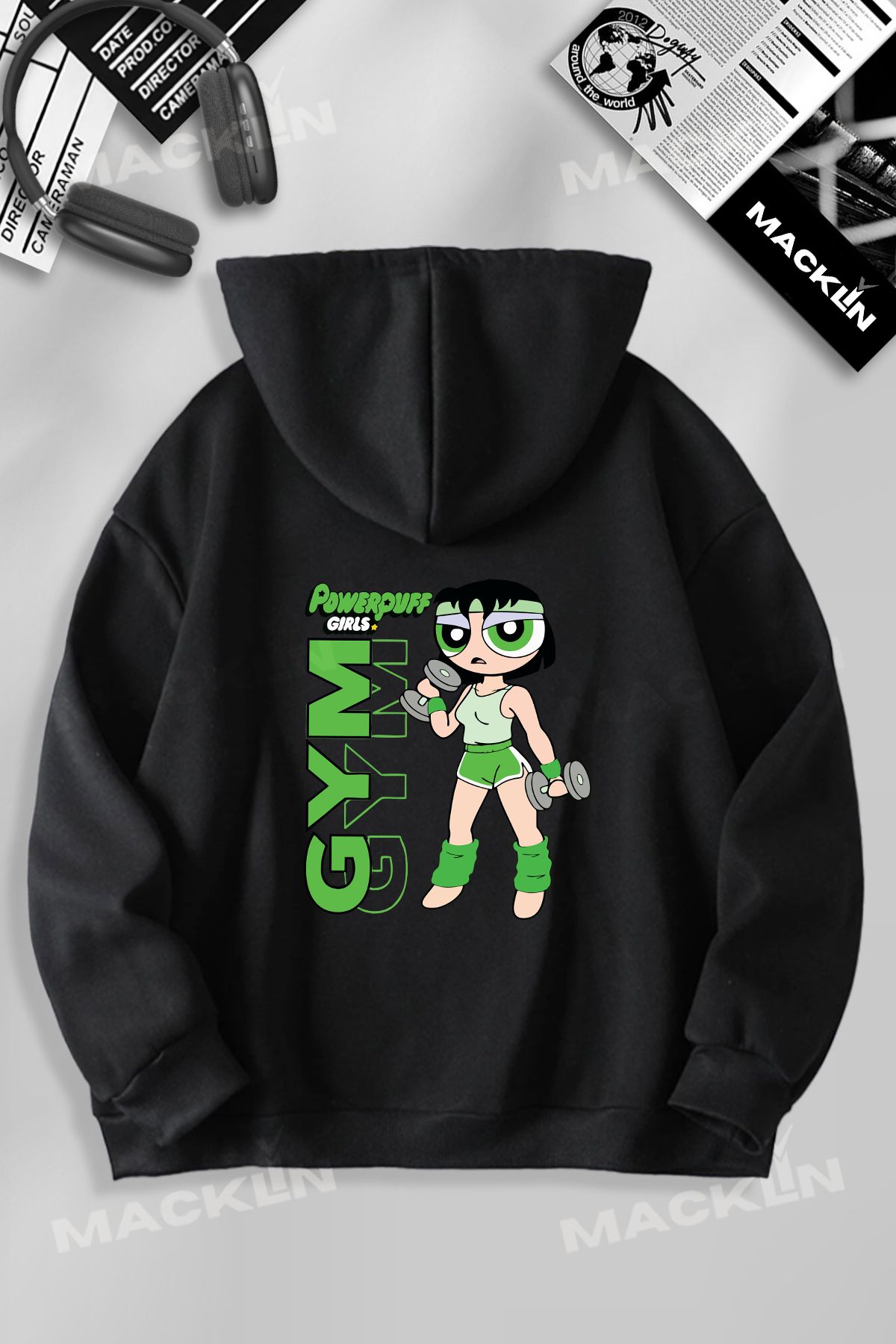 macklin PowerPuff Girls GYM Baskılı Özel Tasarım Baskılı Kapşonlu Sweatshirt