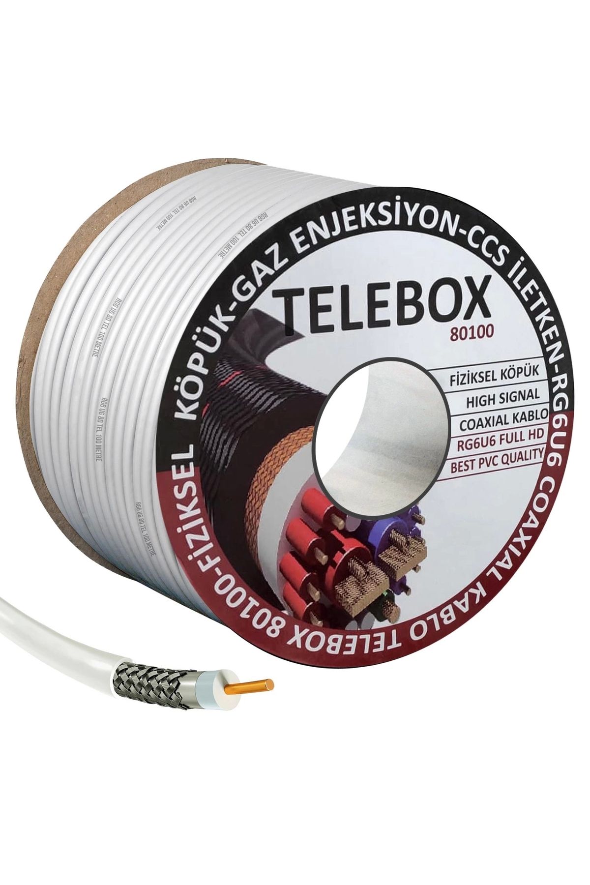 TELEBOX Anten Kablosu Rg6 U4 80 Tel 100 Metre