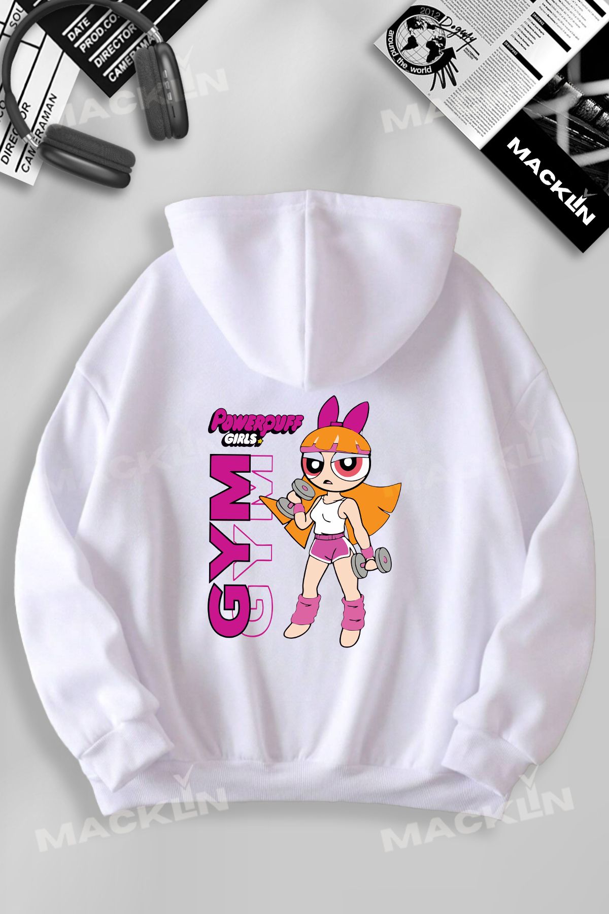 macklin PowerPuff Girls GYM Baskılı Özel Tasarım Baskılı Kapşonlu Sweatshirt