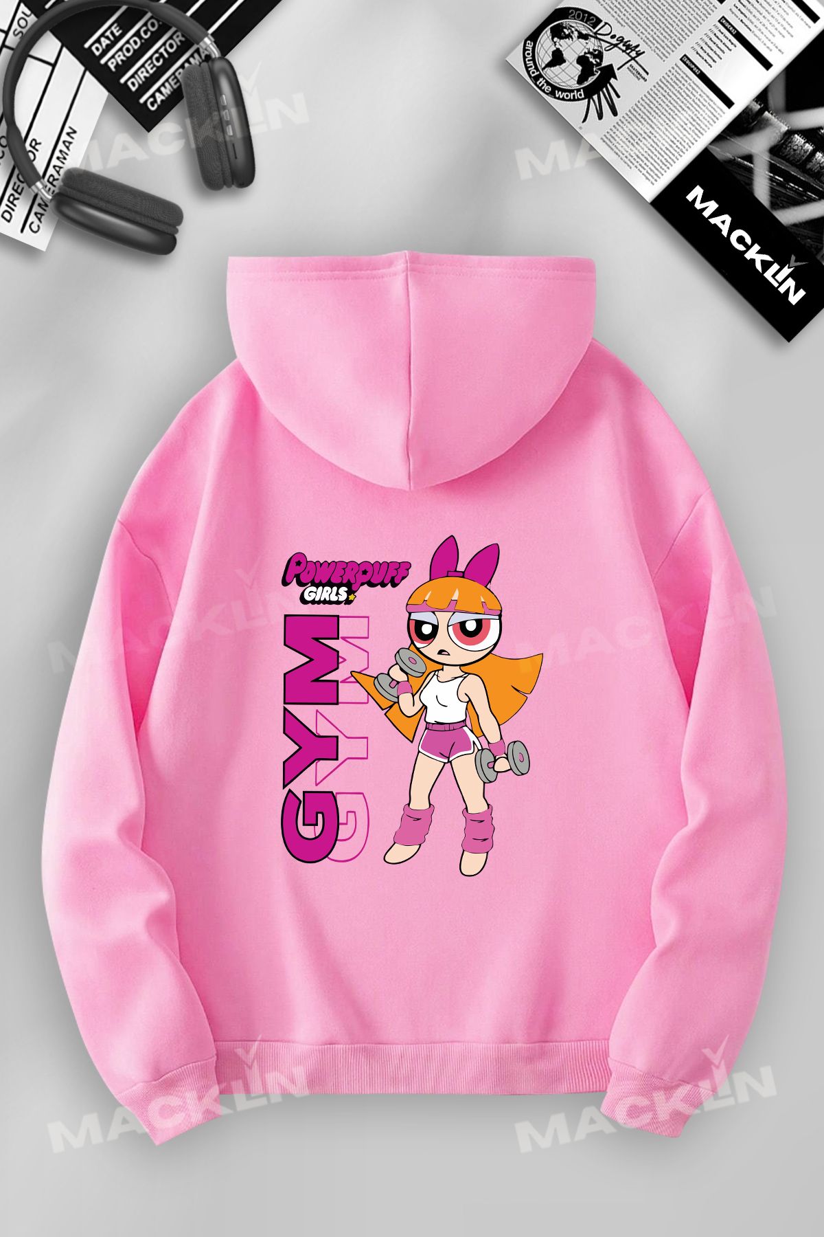 macklin PowerPuff Girls GYM Baskılı Özel Tasarım Baskılı Kapşonlu Sweatshirt