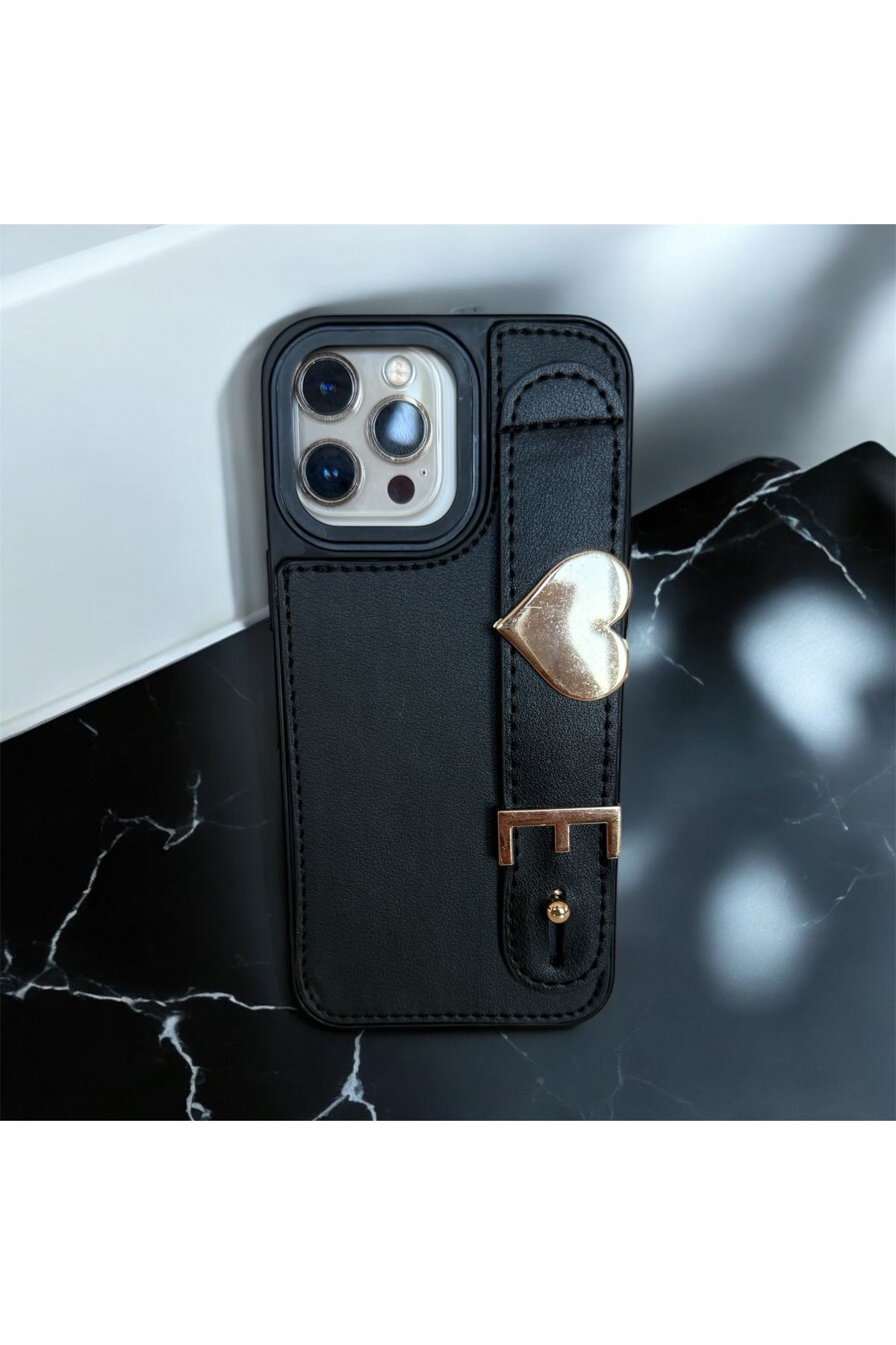 bellss accessory Iphone11 Uyumlu Deri Kişiselleştirilmiş Harfli Telefon Kılıfı