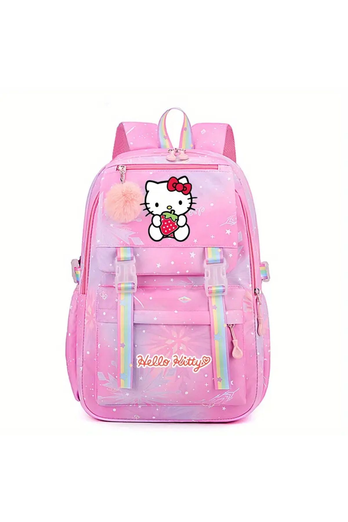 bundle island Çocuk sırt çantası Hello Kitty çilek figürlü 4 bölmeli geniş kapasiteli