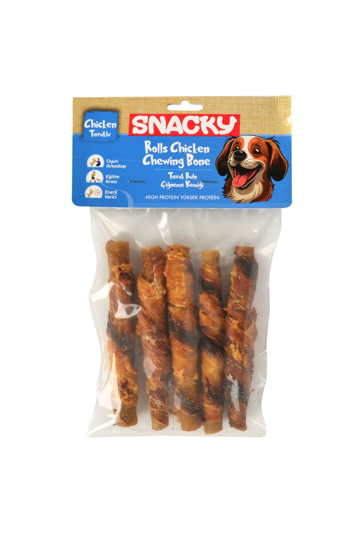 Snacky Füme Tavuk Rulo Köpek Ödül 5'li *7,5cm *100g *6 Paket