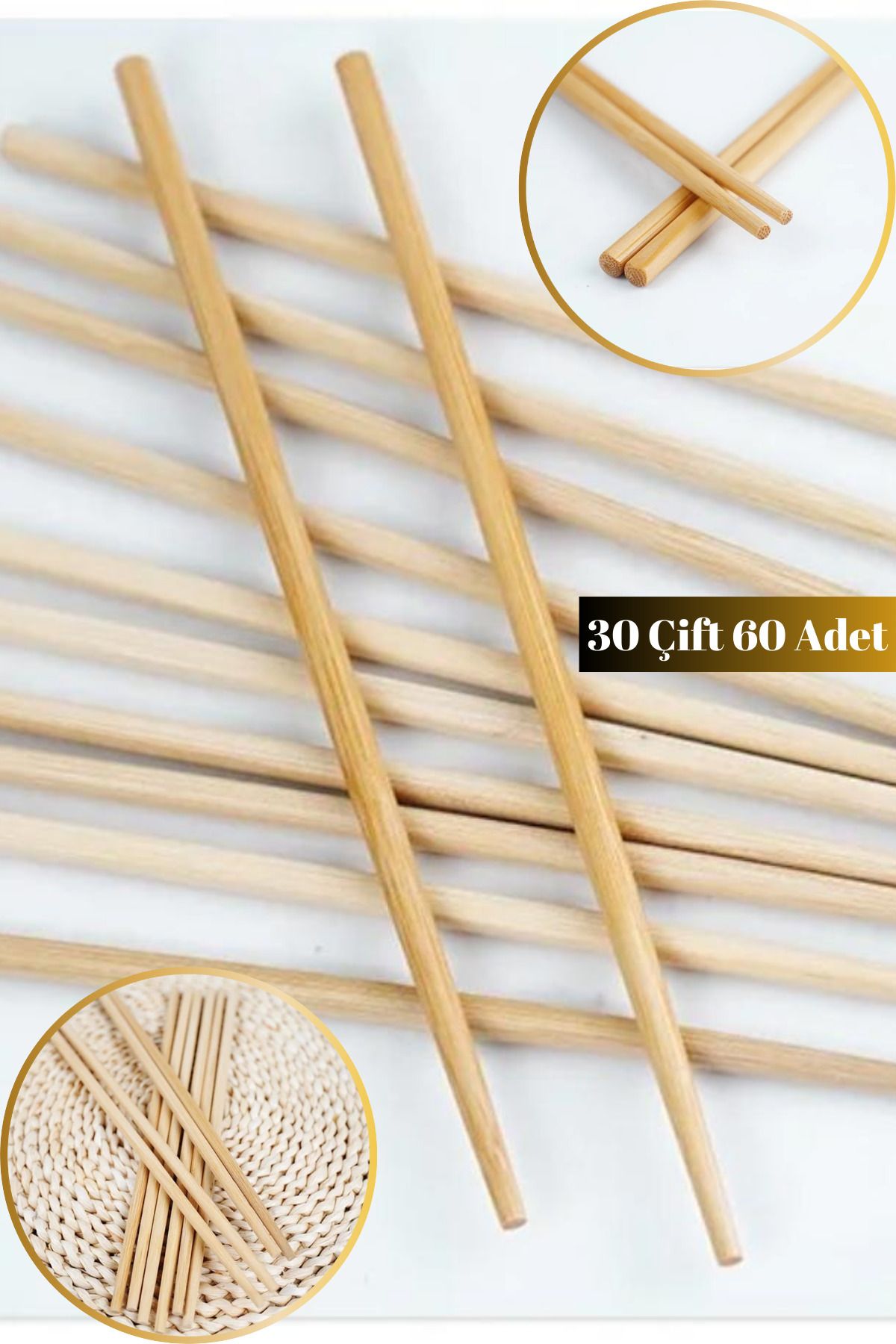 Hane Dostu 30 Çift 60 Adet Bambu Chop Stick  Çin Çubuğu