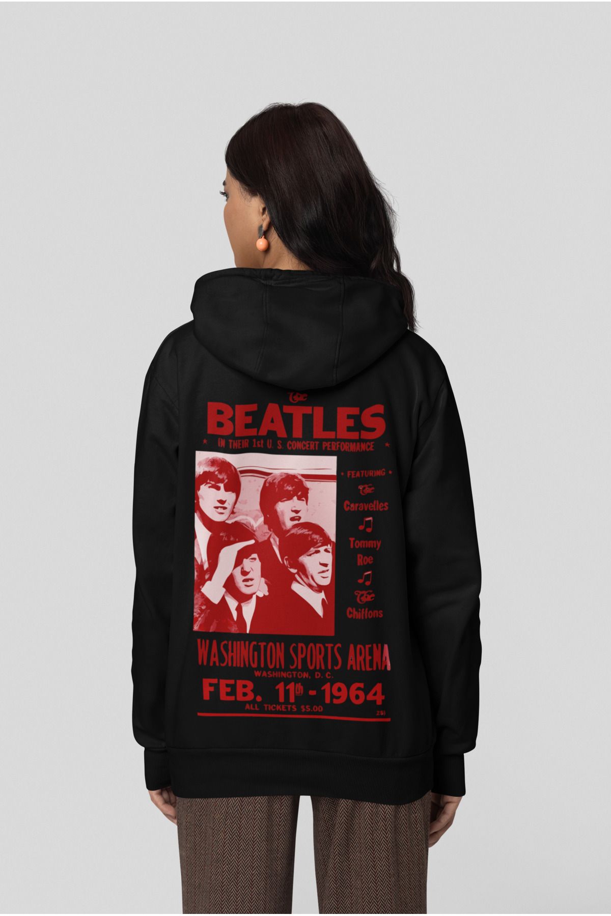 SEVBANO The Beatles Müzik Grubu Baskılı Unisex Oversize 1964 Hoodie