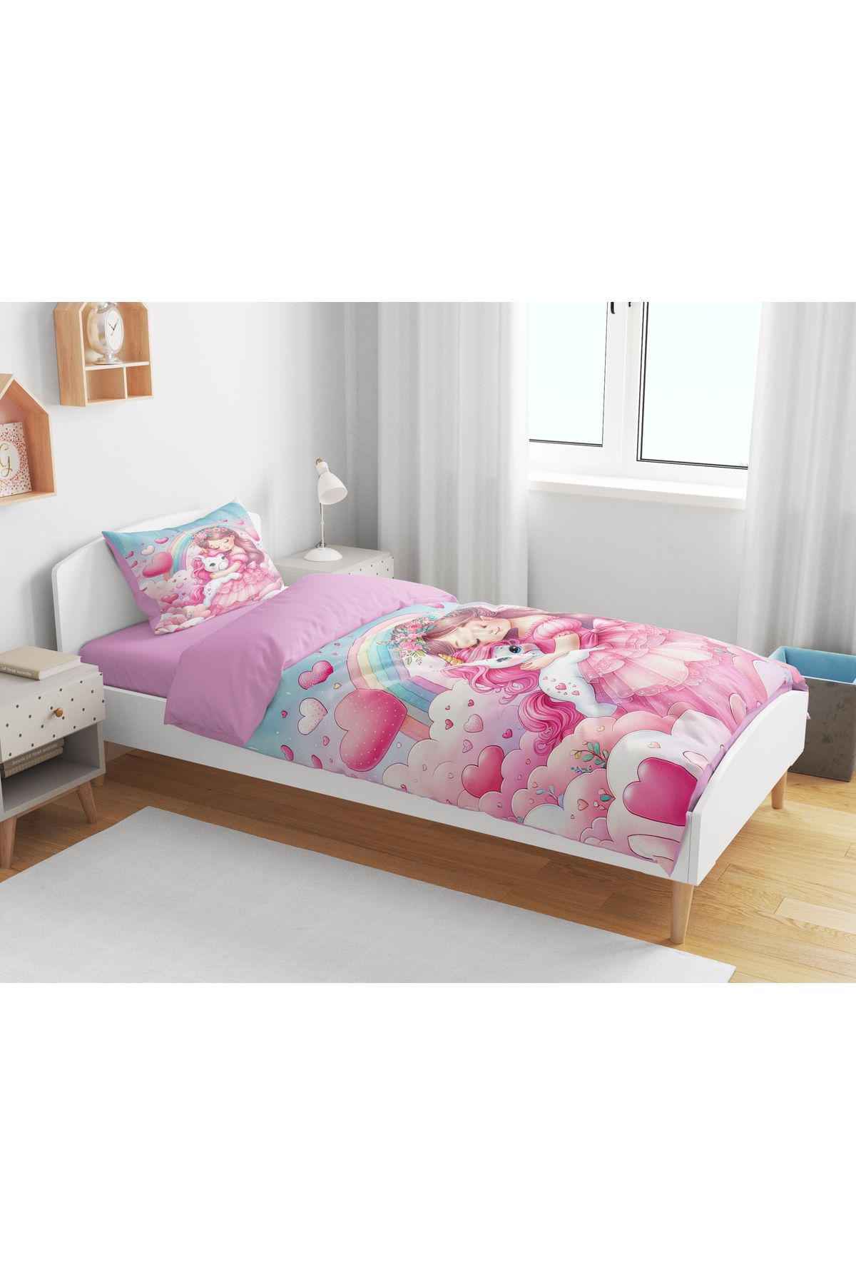 Home-Princess Unicorn 3D Digital Printed Single Girl's Bedding Set Without Sheets 2