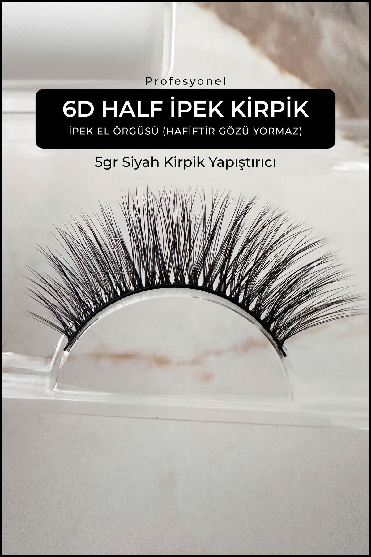 GXMPRO 6D Doğal İpek Takma Kirpik - 5gr Kirpik Yapıştırıcı - El Örgülü İpek Kirpik Set