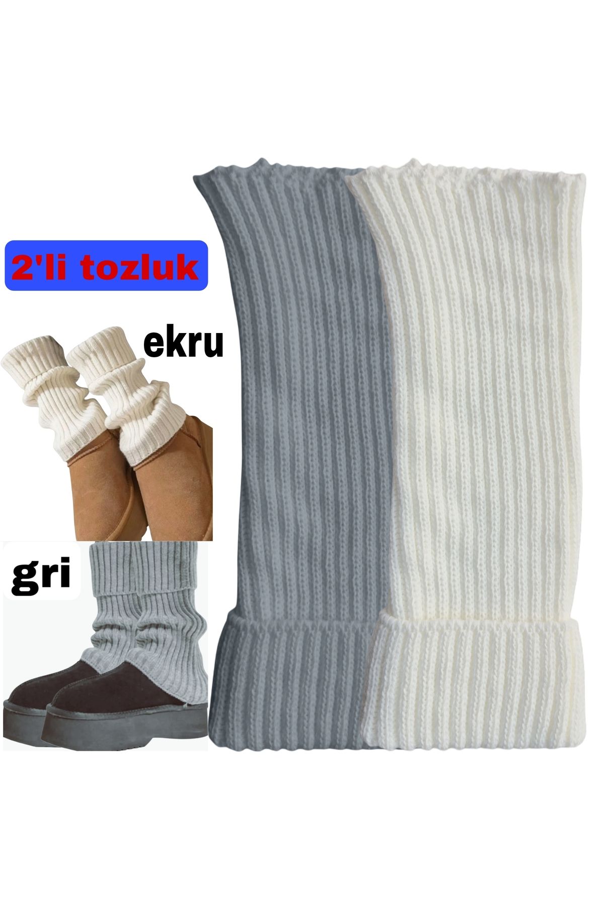 EMKA GİYİM %100 Akrilik Premium Triko Örgü Leg Warmer Ayak Isıtıcı Tozluk