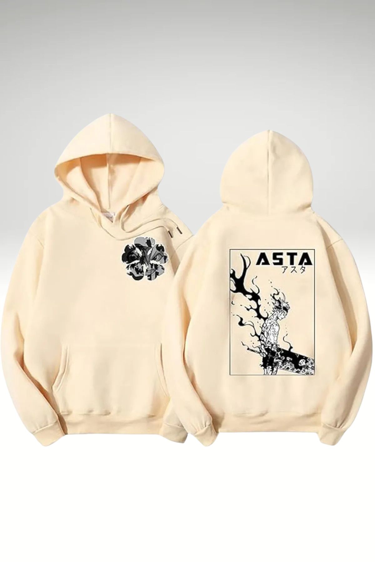 FECCY Pamuklu Anime baskılı Oversize Unisex Hoodie