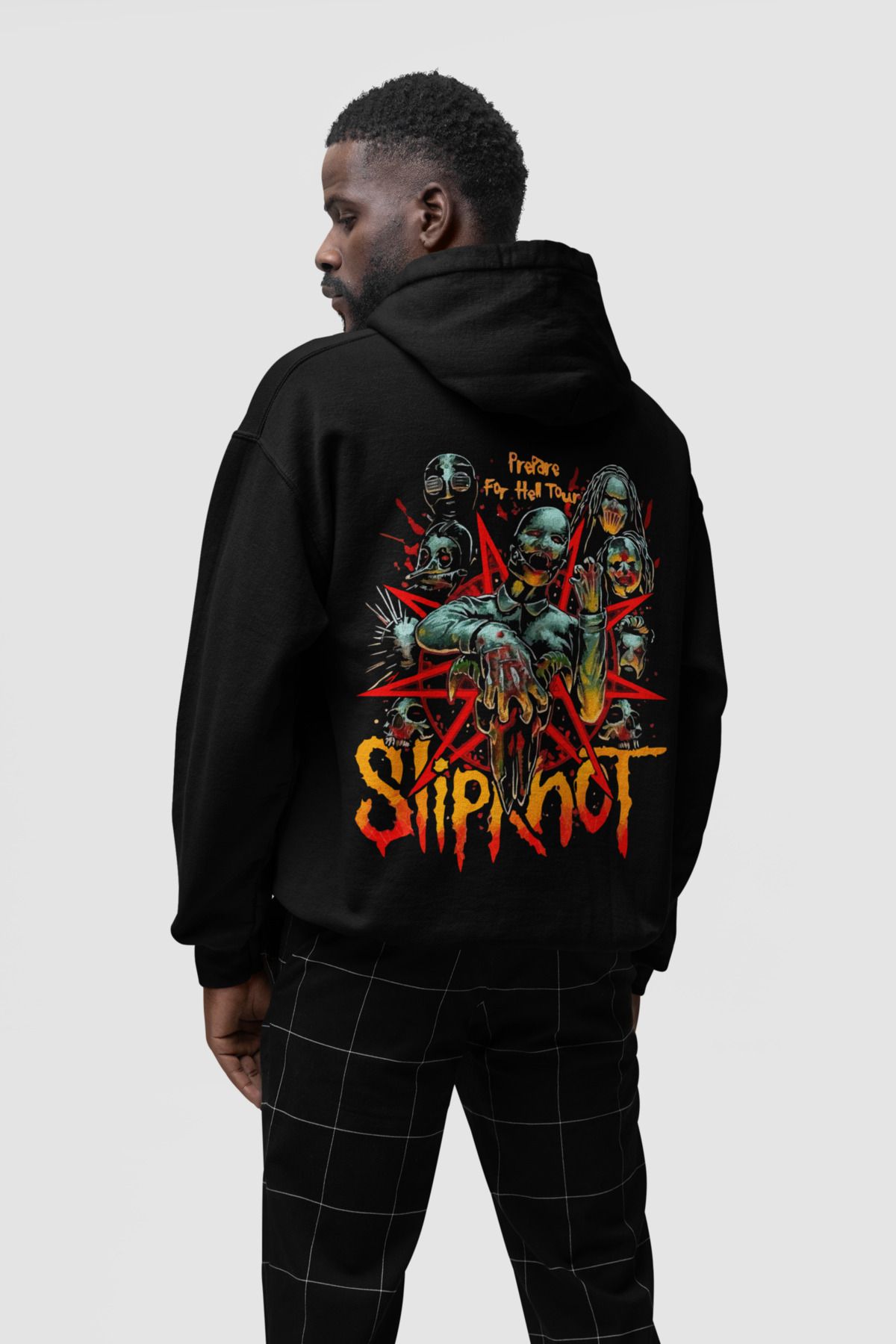 SEVBANO Slipknot Müzik Grubu Baskılı Unisex Oversize Rock Metal Hoodie