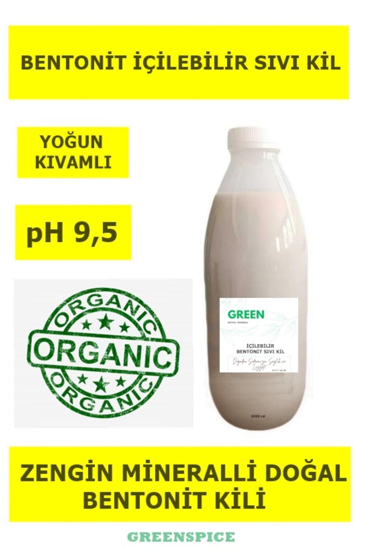 GreenSpice Bentoni̇t Ki̇l 1000 Ml Yoğun Kivam İçi̇lebi̇li̇r Sivi Bentoni̇t Ki̇li̇