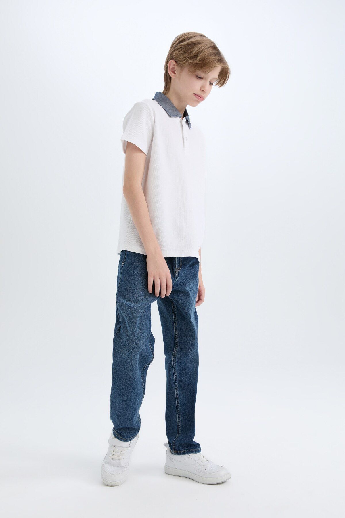 DeFacto-Boy's Basic Plain Short Sleeve Polo T-Shirt D9254A825Sm 2