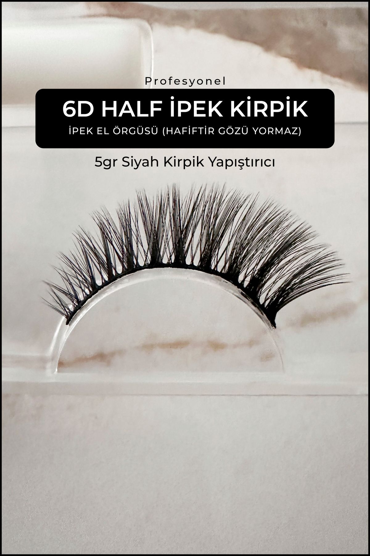 GXMPRO 6D Doğal İpek Takma Kirpik - 5gr Kirpik Yapıştırıcı - El Örgülü İpek Kirpik Set