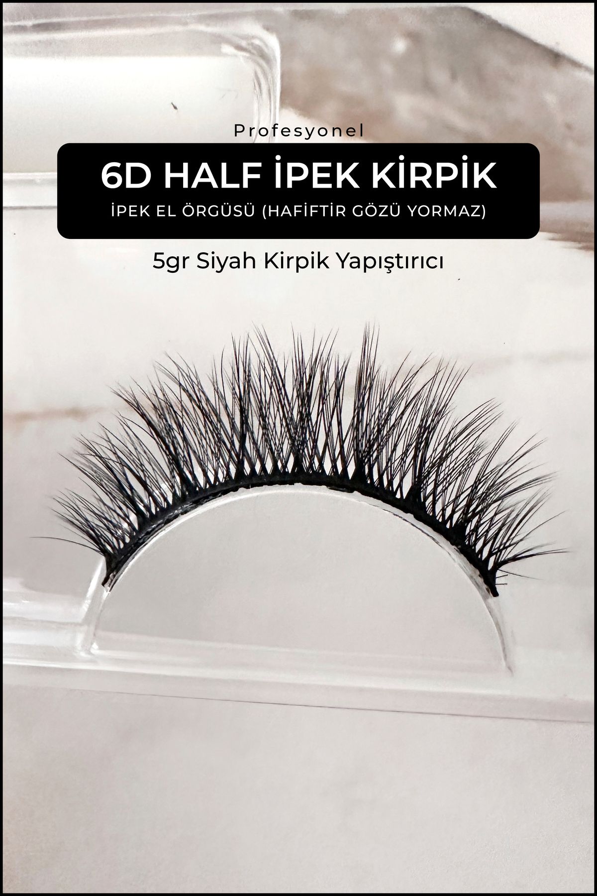 GXMPRO 6D Doğal İpek Takma Kirpik - 5gr Kirpik Yapıştırıcı - El Örgülü İpek Kirpik Set