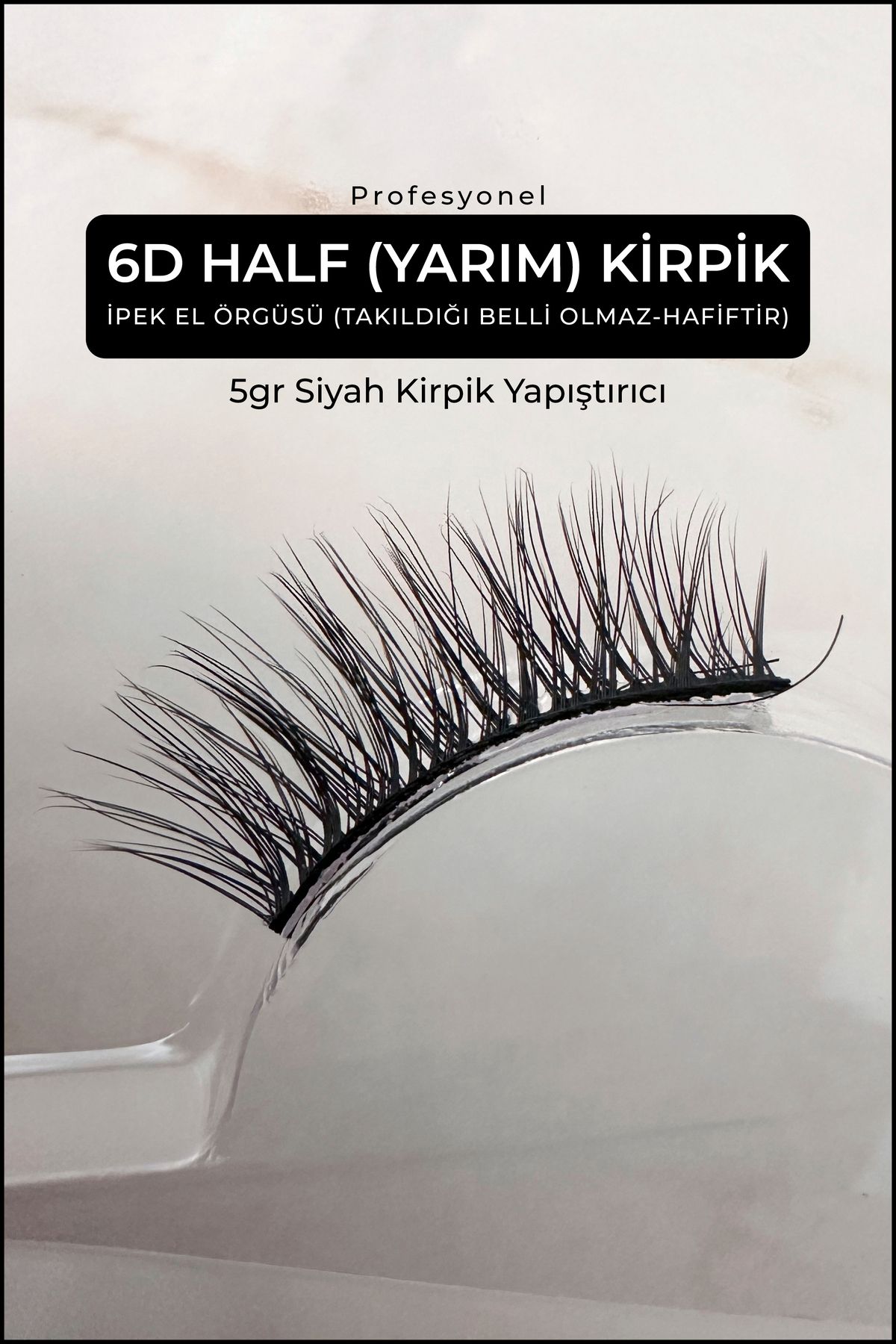 GXMPRO Half İpek Kirpik - Köşelere Takılan (Yarım Boy) Takma Kirpik - 5gr Kirpik Yapıştırıcı Set