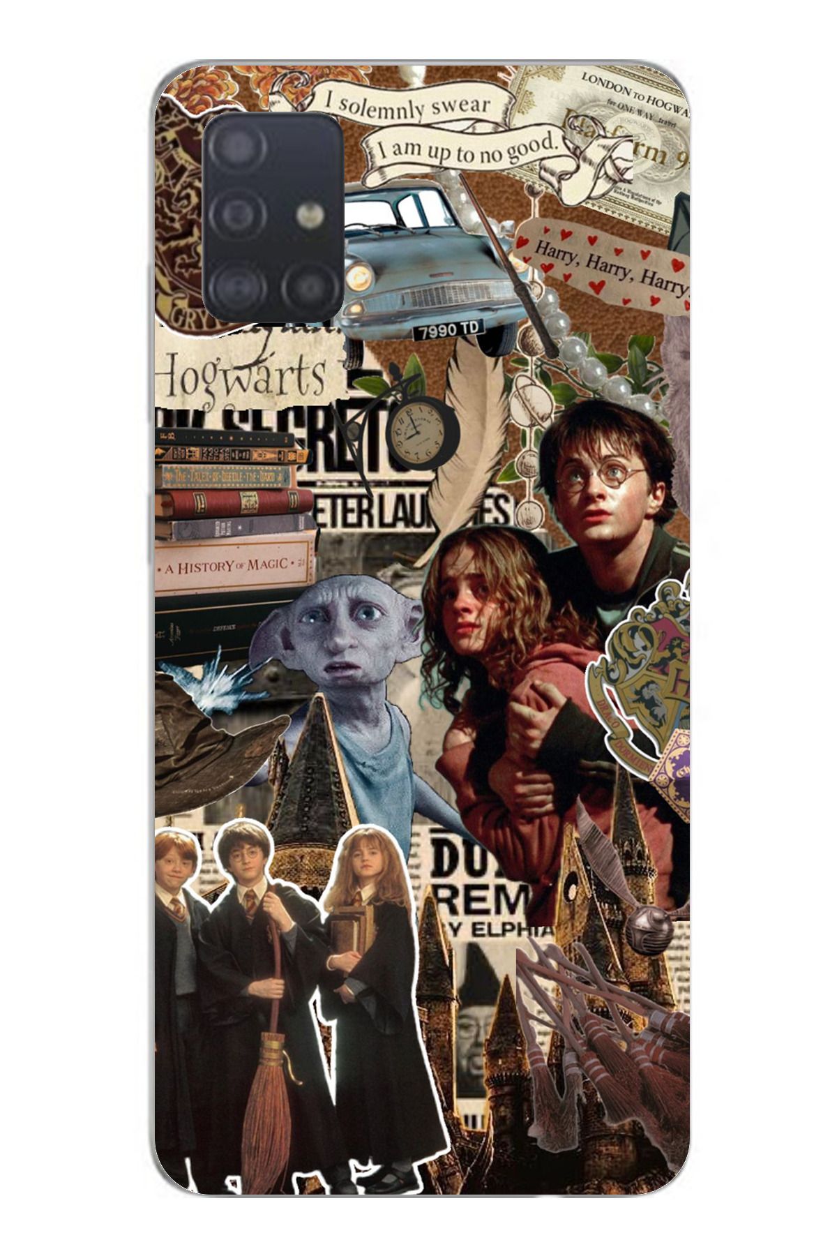 TechTree SAMSUNG Galaxy A51 Uyumlu Harry Potter Çıkartmalı Tasarımlı Şeffaf Silikon Kılıf