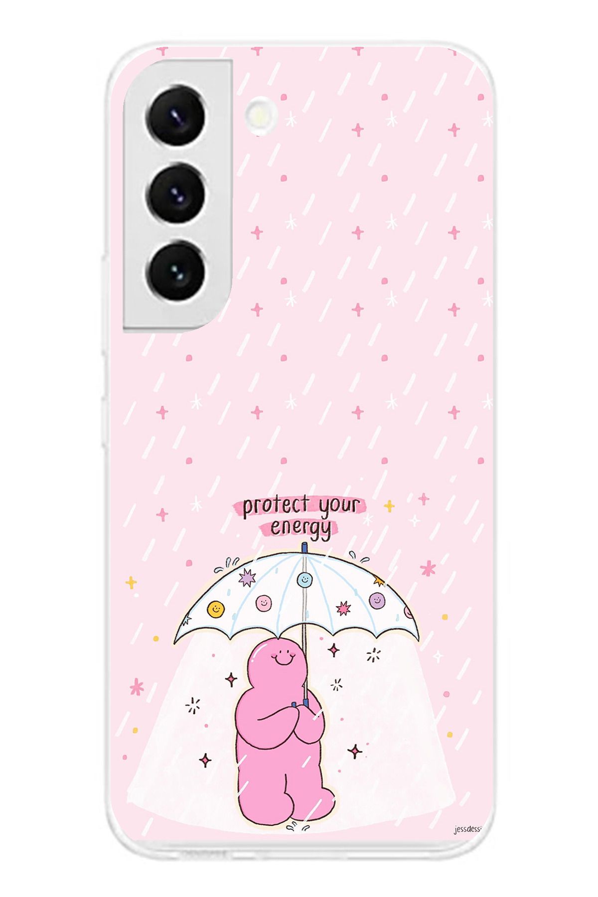 TechTree SAMSUNG S22 Uyumlu Protect Your Energy Tasarımlı Şeffaf Silikon Kılıf
