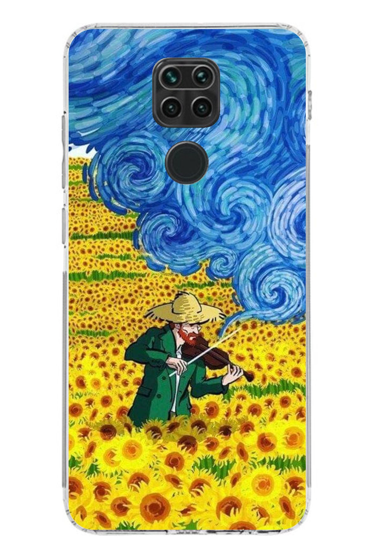 TechTree Redmi Note 9 Uyumlu Van Gogh Keman Şeffaf Silikon Kılıf