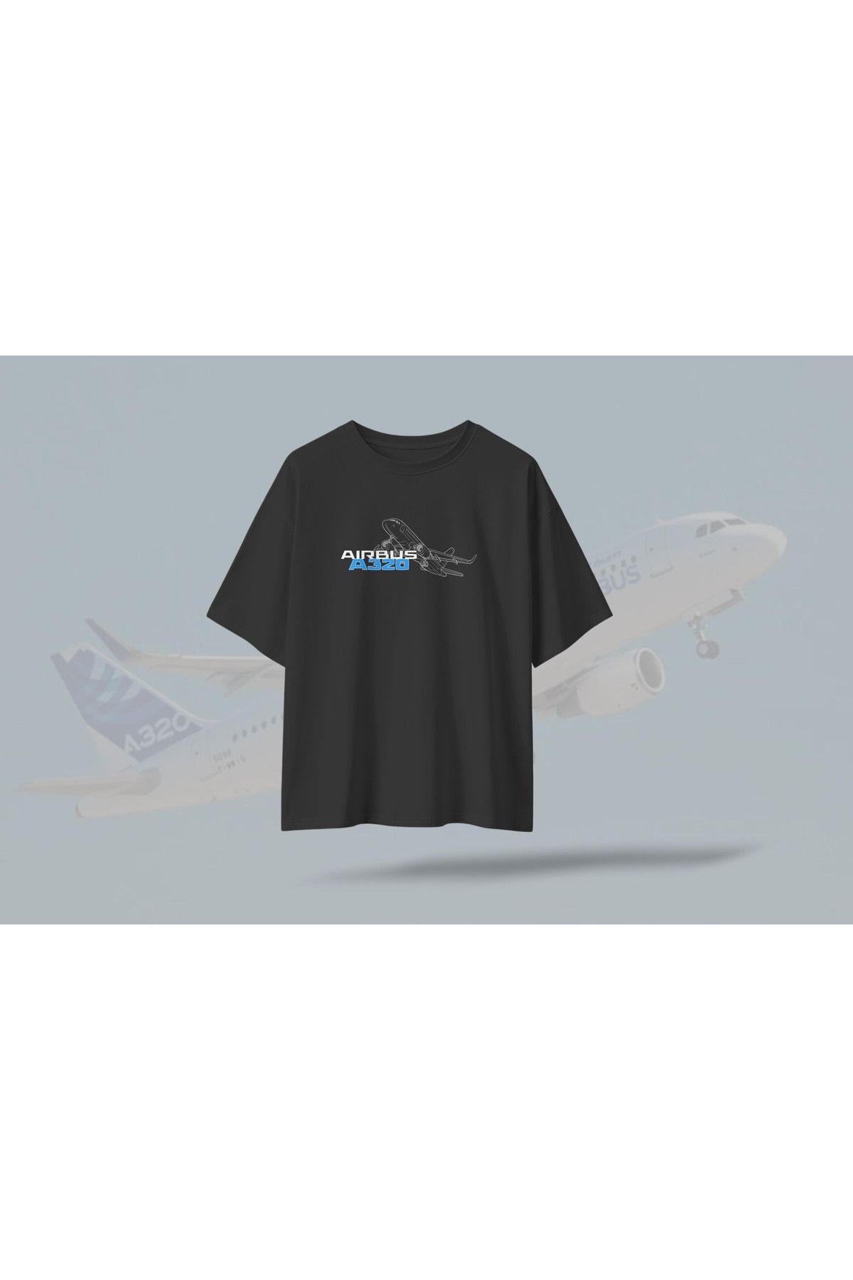 BERİLDEN A320 Yolcu Uçağı Tasarımlı Havacılık Tutkunlarına Özel T-Shirt