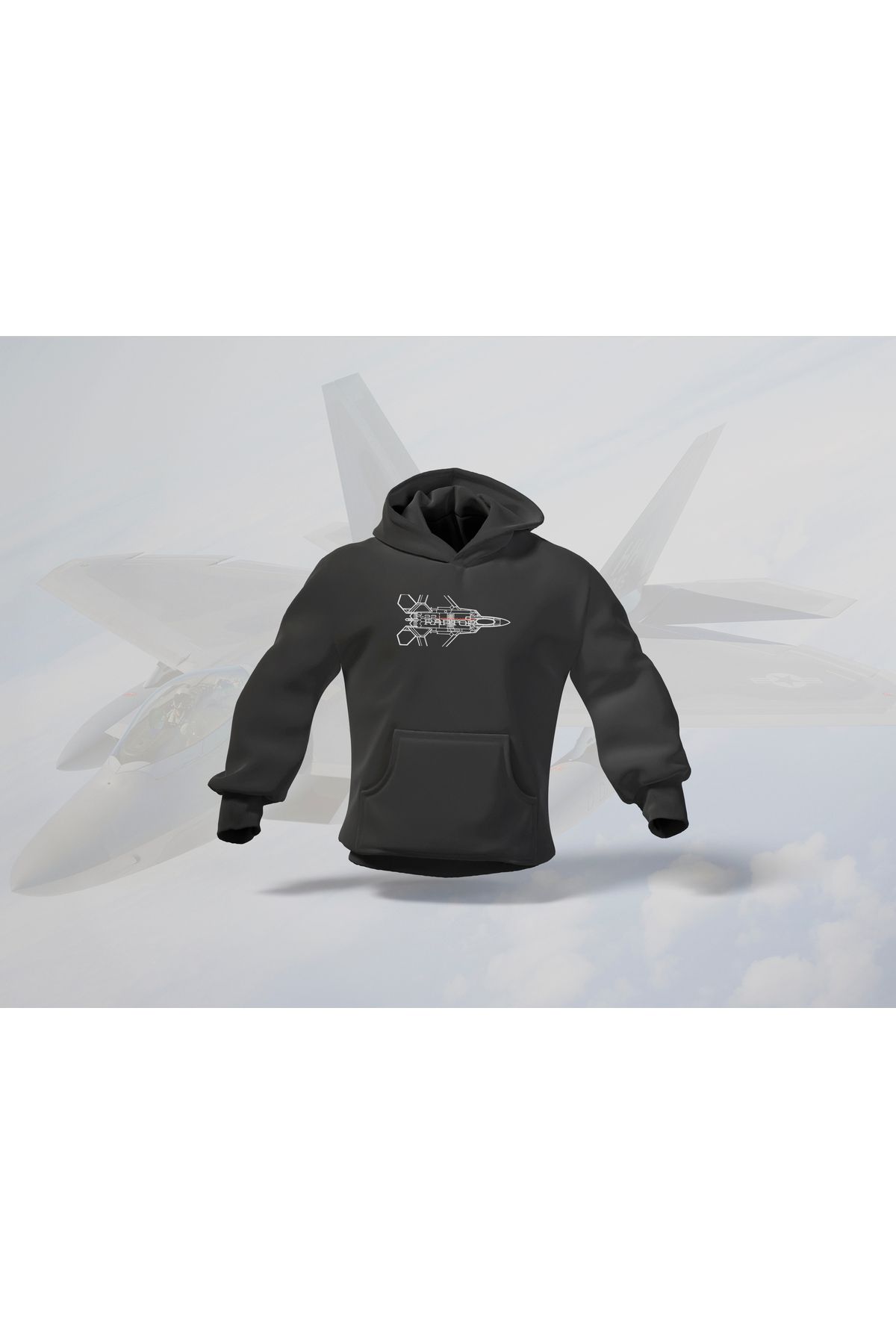 BERİLDEN F-22 Raptor Savaş Uçağı Tasarımlı Havacılık Tutkunlarına Özel T-Shirt