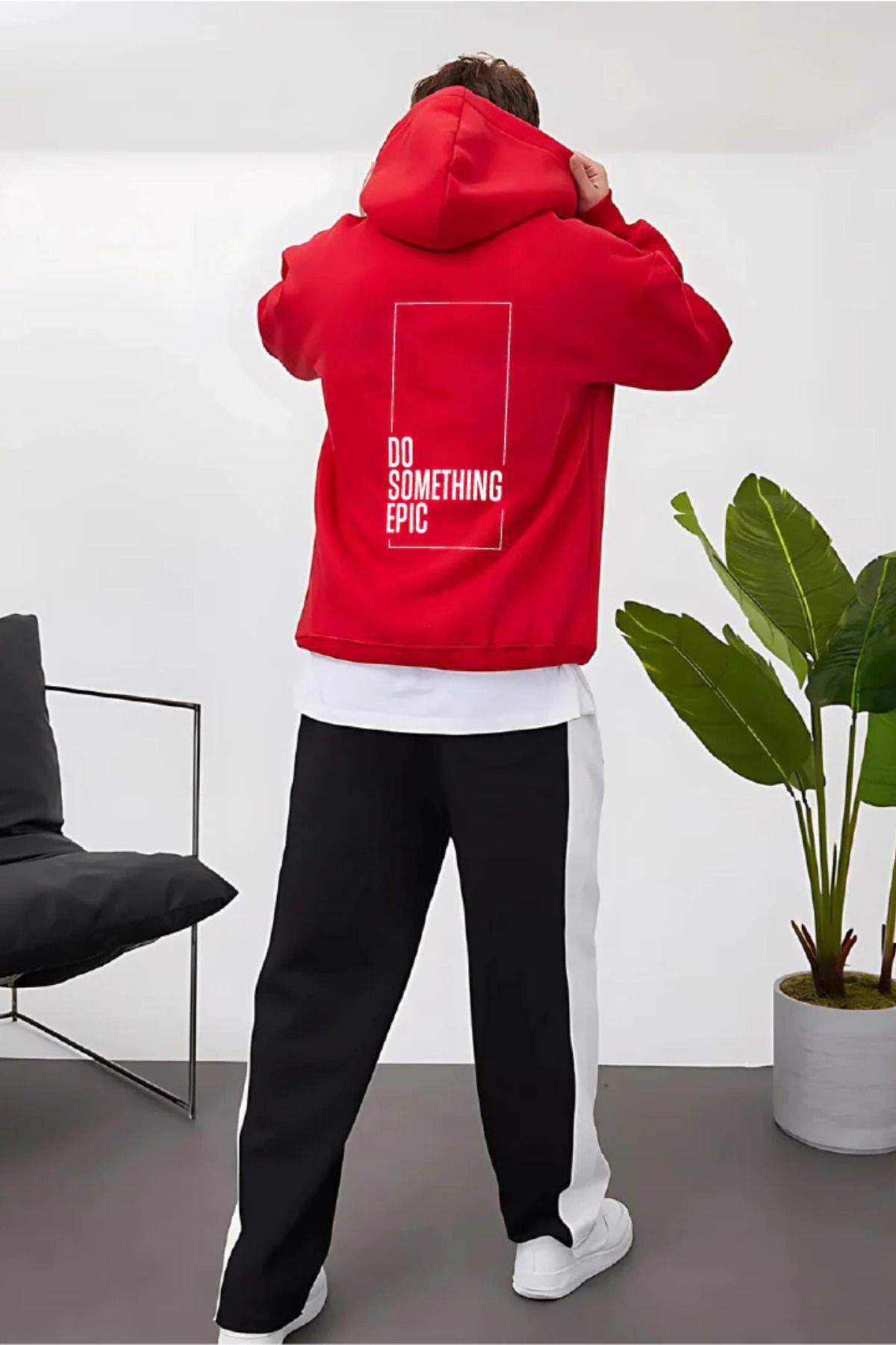 FECCY Pamuklu EpicBaskılı Kapüşonlu Sweatshirt Hoodie