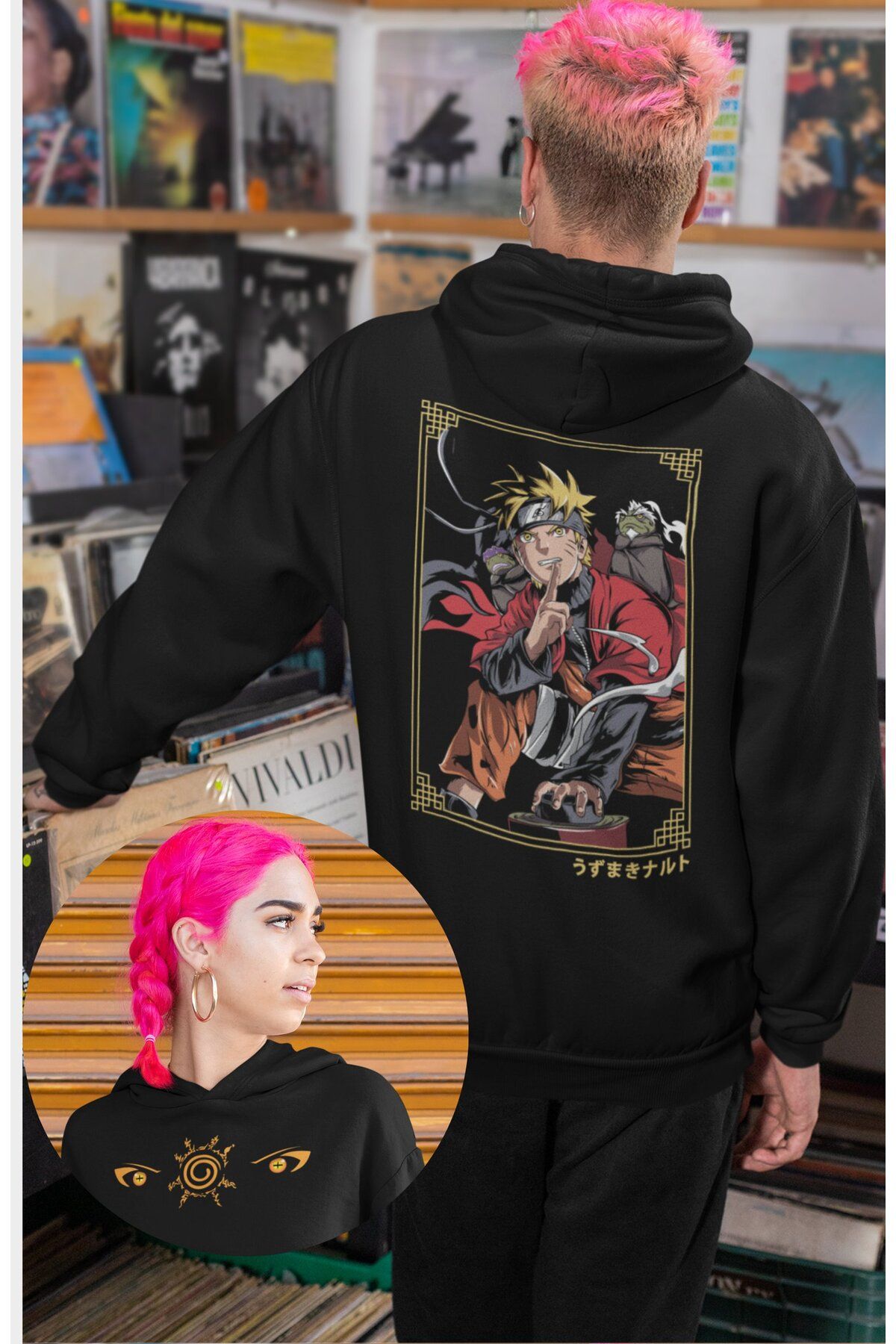 Fuddy Moda Oversize Naruto Sage Mode Sırt Baskılı Kapüşonlu Sweatshirt, Unisex Anime Temalı Hoodie