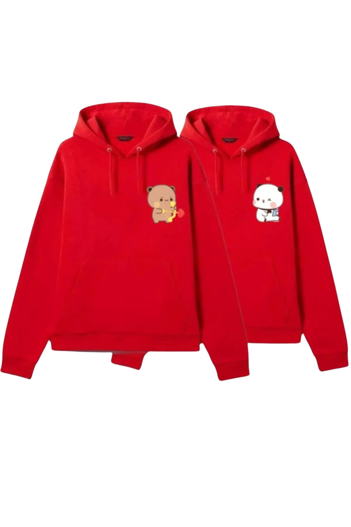 Wish BF Bubu & Dudu 2'li Bebe Mavi Kapüşonlu Sweatshirt - Sevgili Çift Kombini