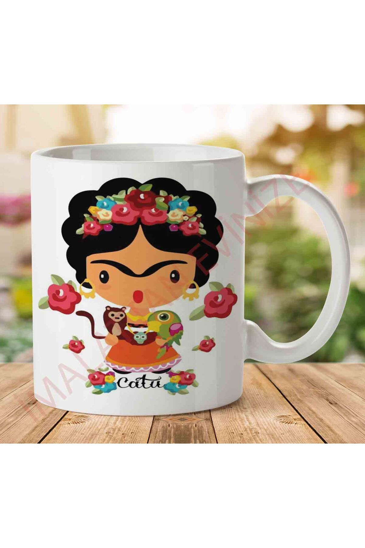 ART HEDİYE Frida Catu İki Tarafı Baskılı Kupa Bardak