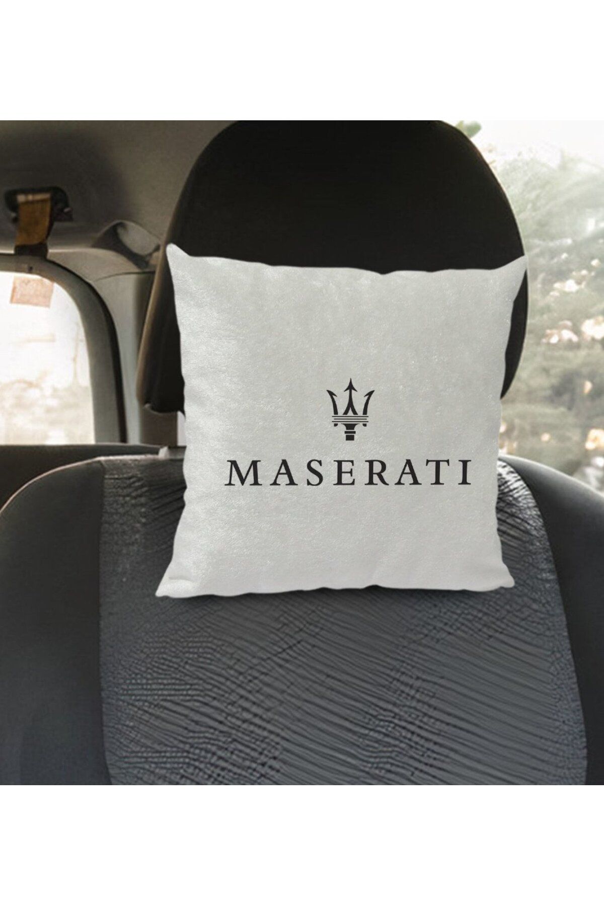 Bk Gift Maserati Tasarımlı Kare Araç Koltuk Yastığı-1