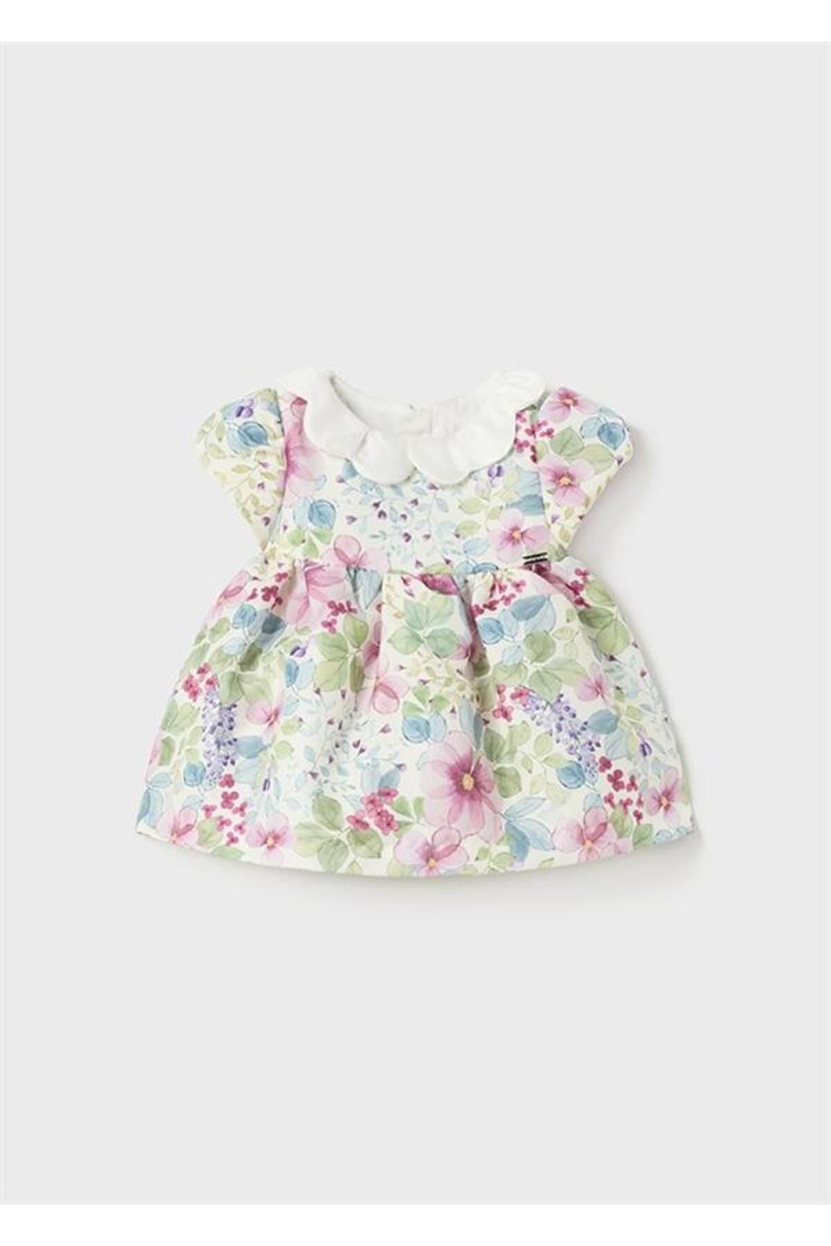 MAYORAL-Newborn Girl Floral Print Ruffle Collar Dress 1