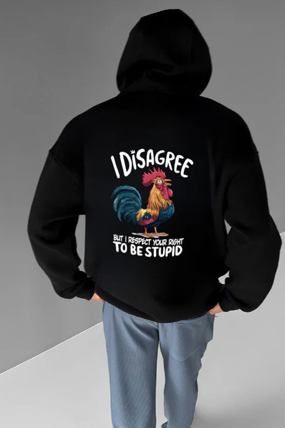 Wish BF DisagreeBaskılı Kapüşonlu Sweatshirt Hoodie