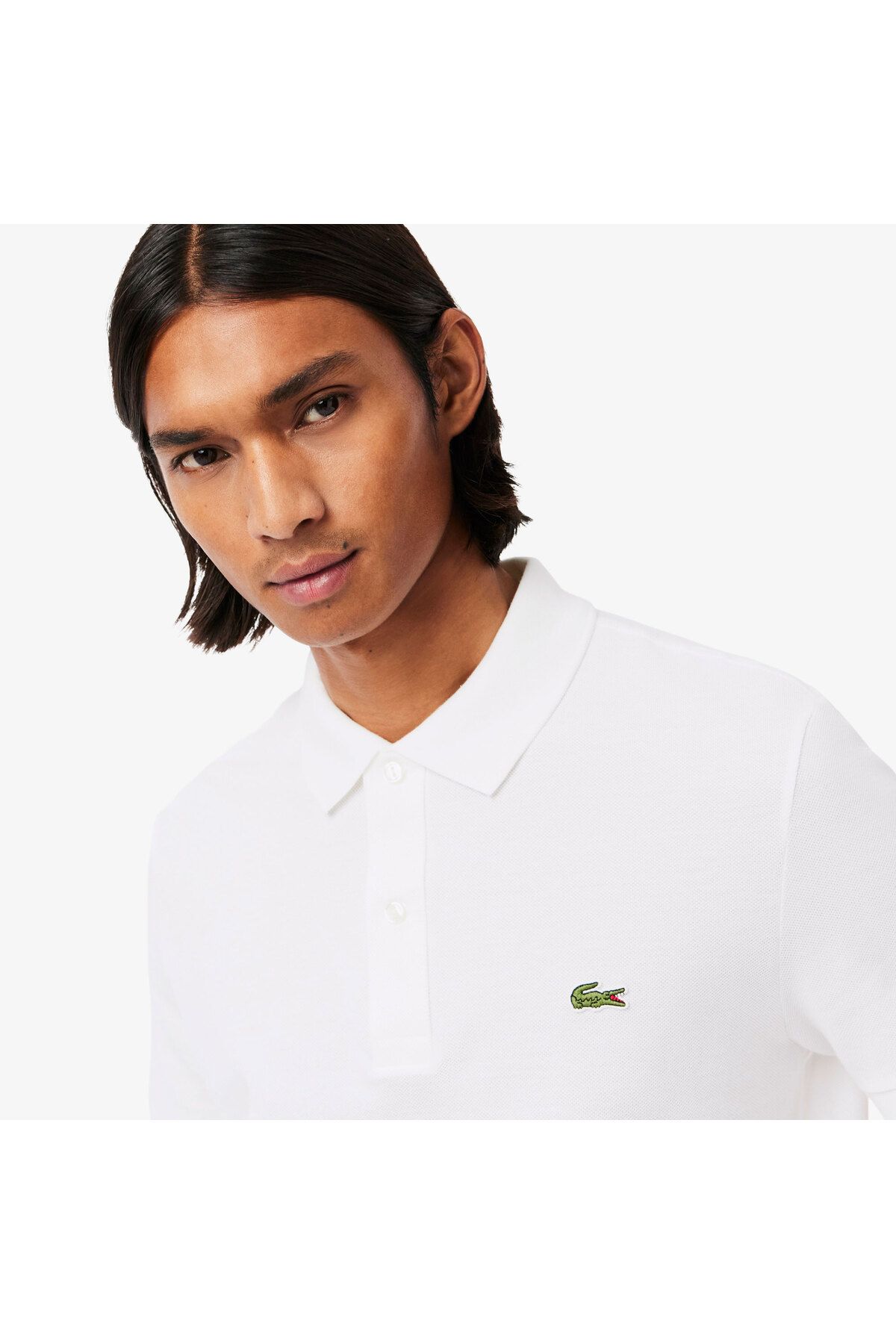 تی شرت یقه پولو سفید مردانه L.12.12 Slim Fit Polo Lacoste