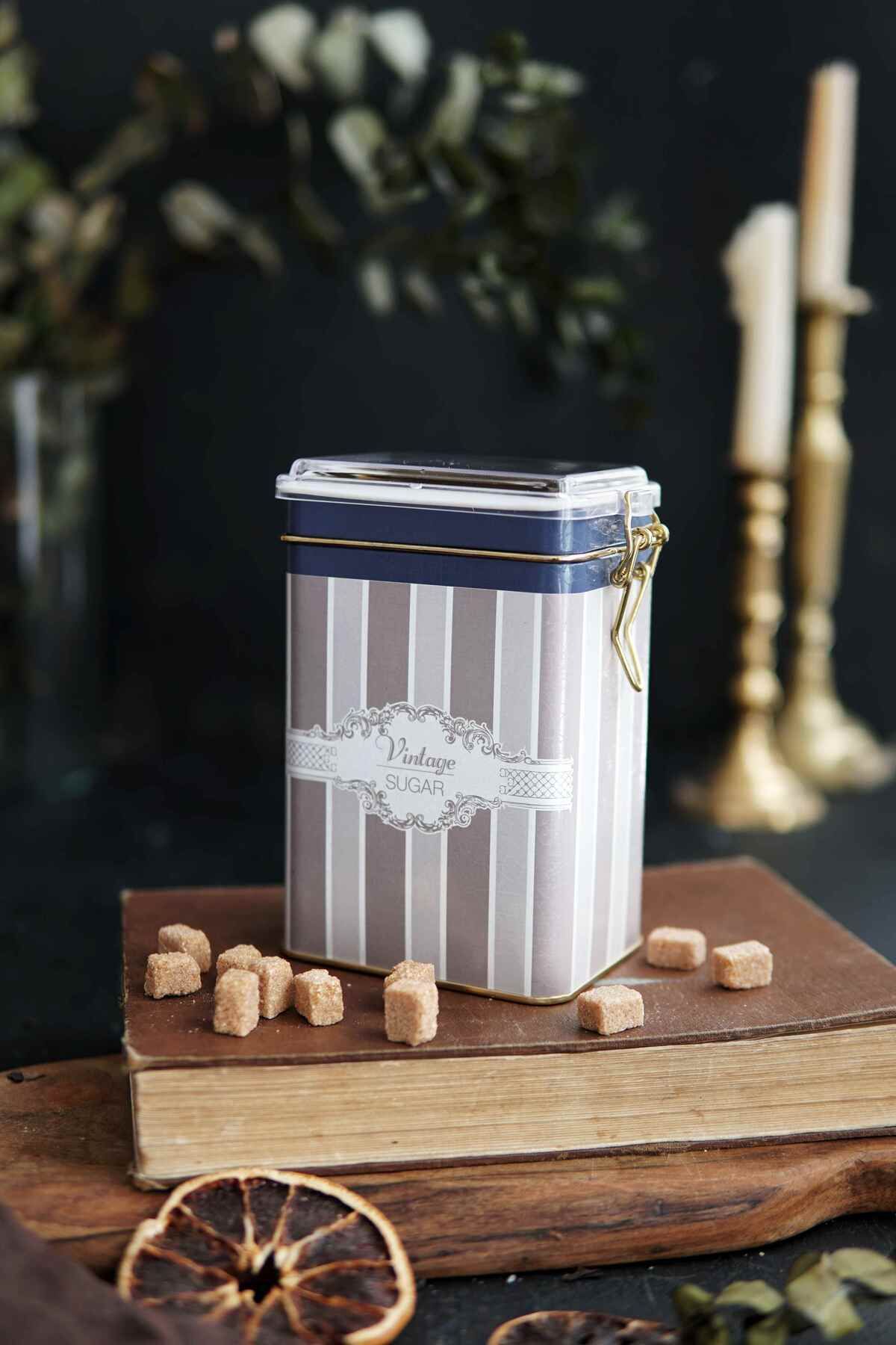 EVLE-Er043-8a Elegance Sugar Patterned Rectangular Metal Storage Container 8x10 Cm 2