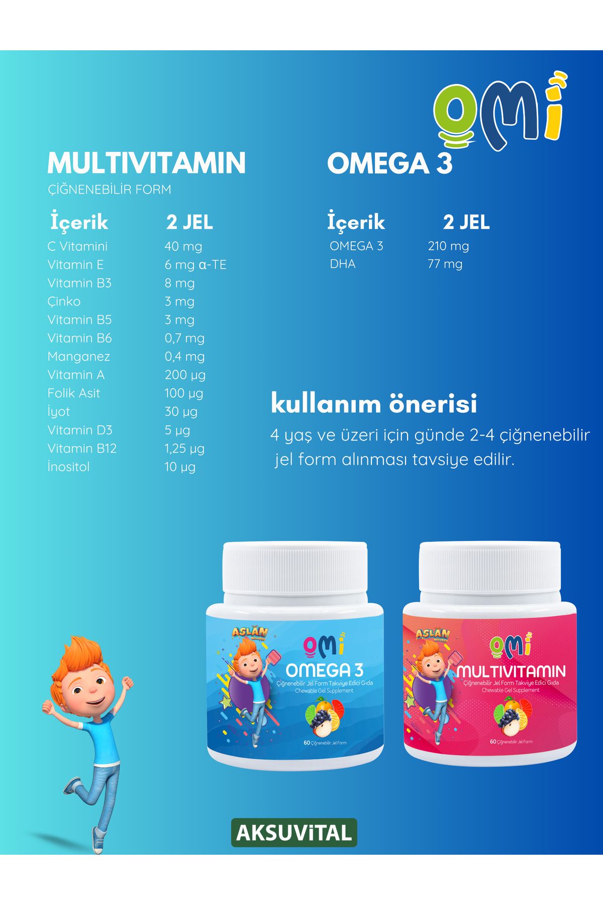 OMİ-Omi - 60 Soft Sugar Gel Forms with Multivitamins and Omega 3 for Children 3