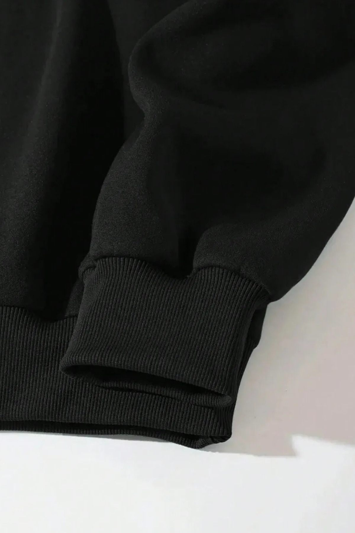 Wish BF japon samuray kedi ön arka baskılı siyah oversize kapşonlu sweatshirt hoodie görsel 4