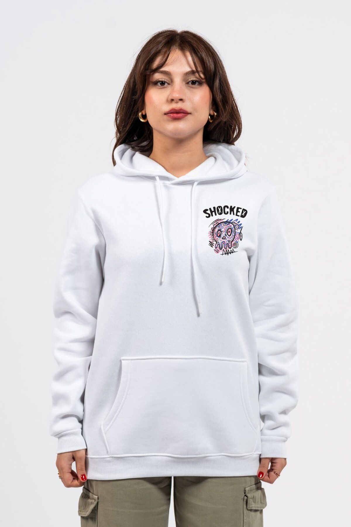 LUMARTA Regular Göğüste Shocked Baskılı Hoodie