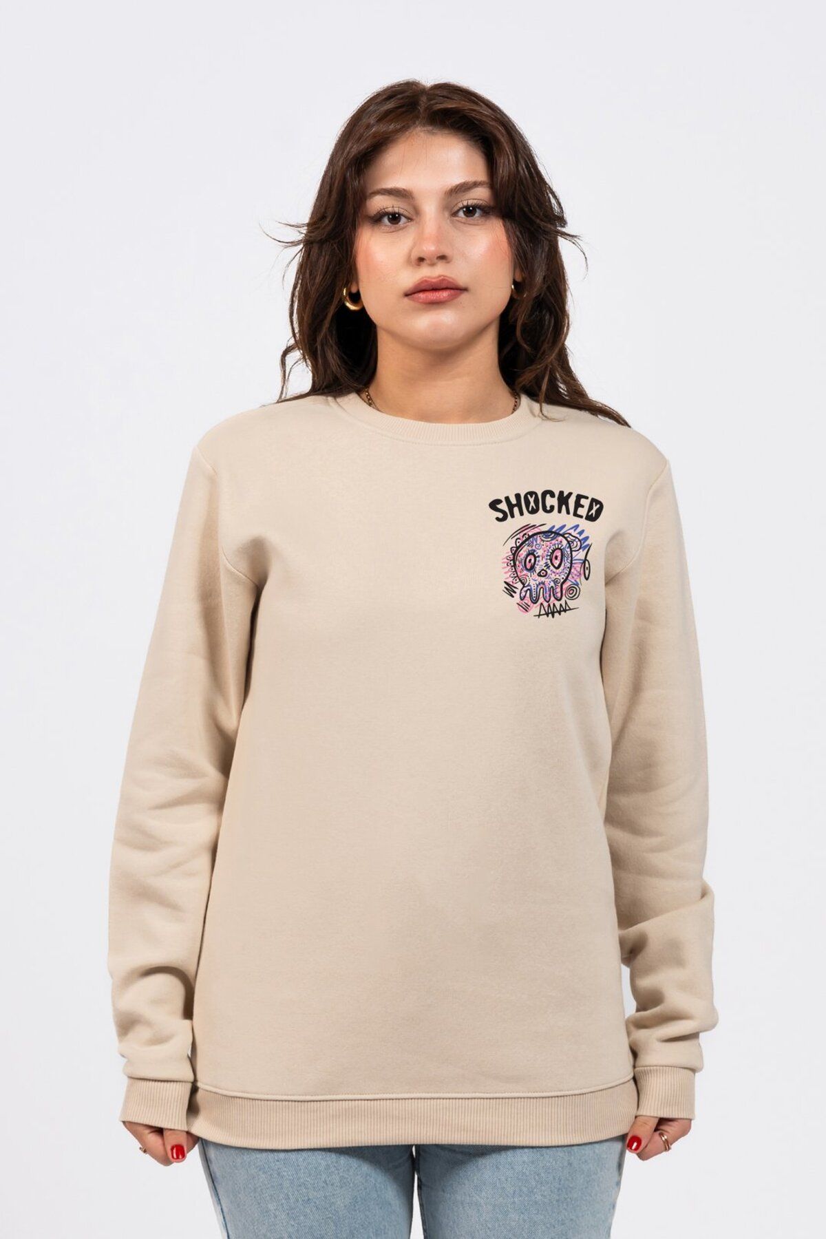 LUMARTA Regular Göğüste Shocked Baskılı Sweatshirt