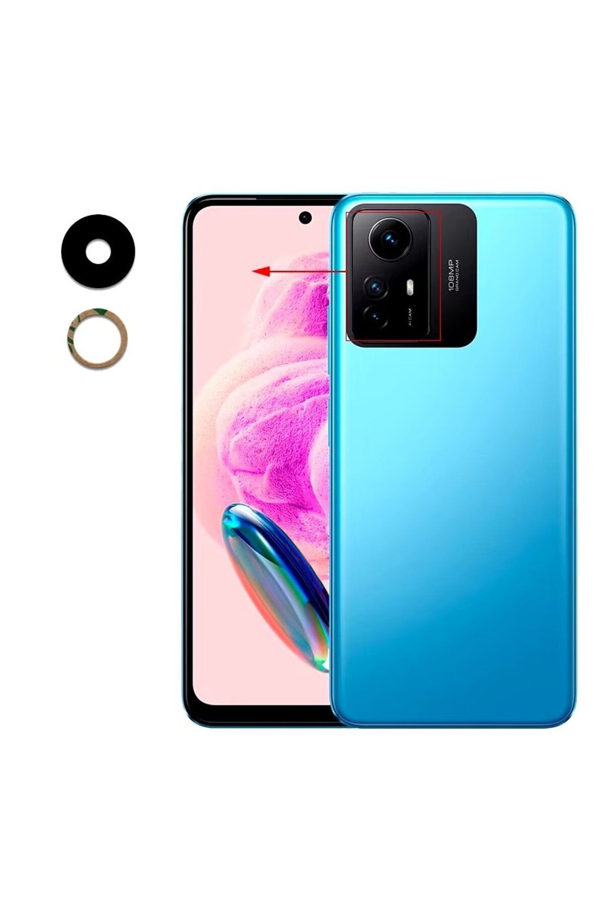 senalstore açık Xiaomi Uyumlu Redmi Note 12S Kamera Lensi Cam 303CRA44A, 23030RAC7Y, 2303ERA42L