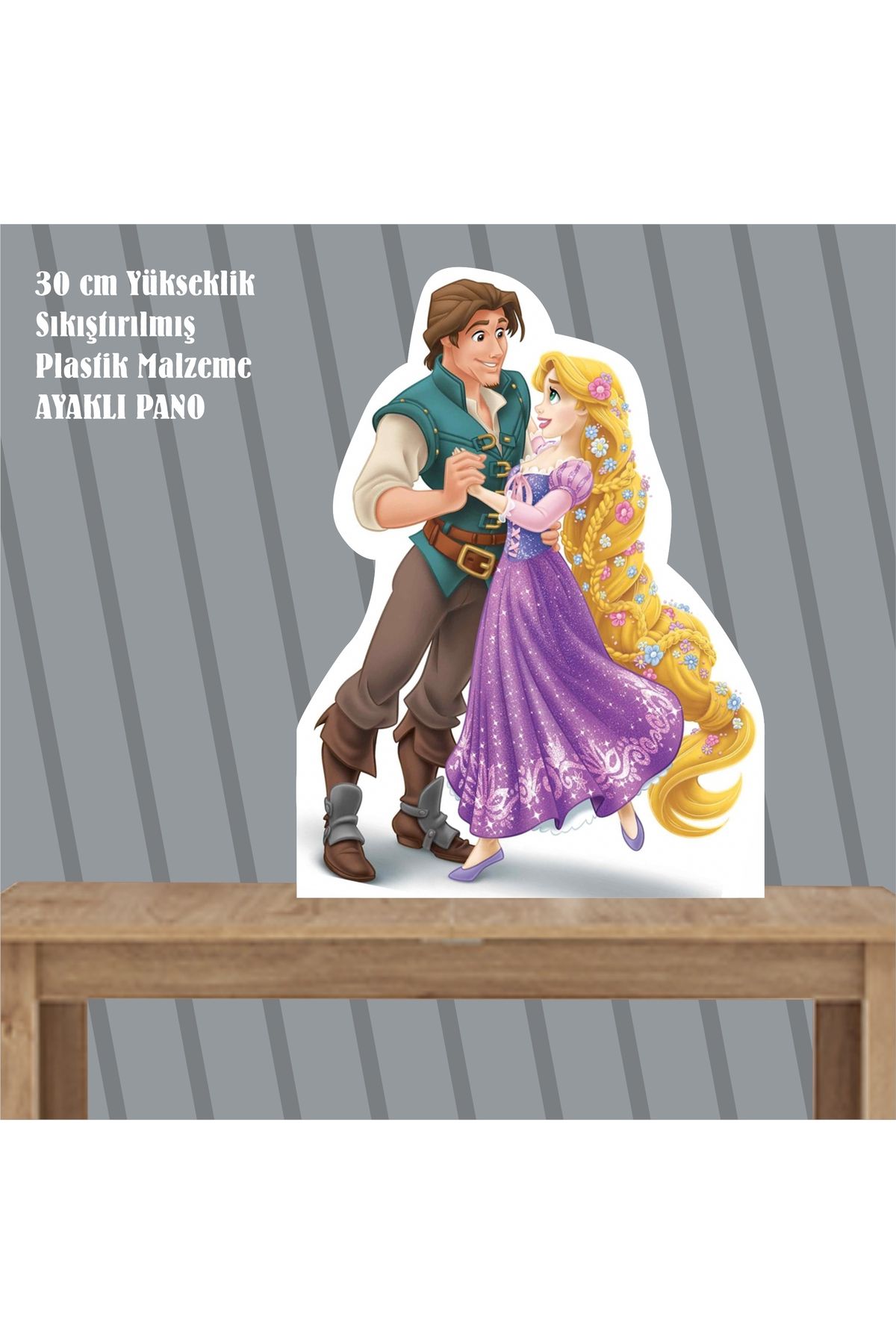 SİYAH PARTİ EVİ Doğum Günü Ayaklı Pano 30 cm Rapunzel