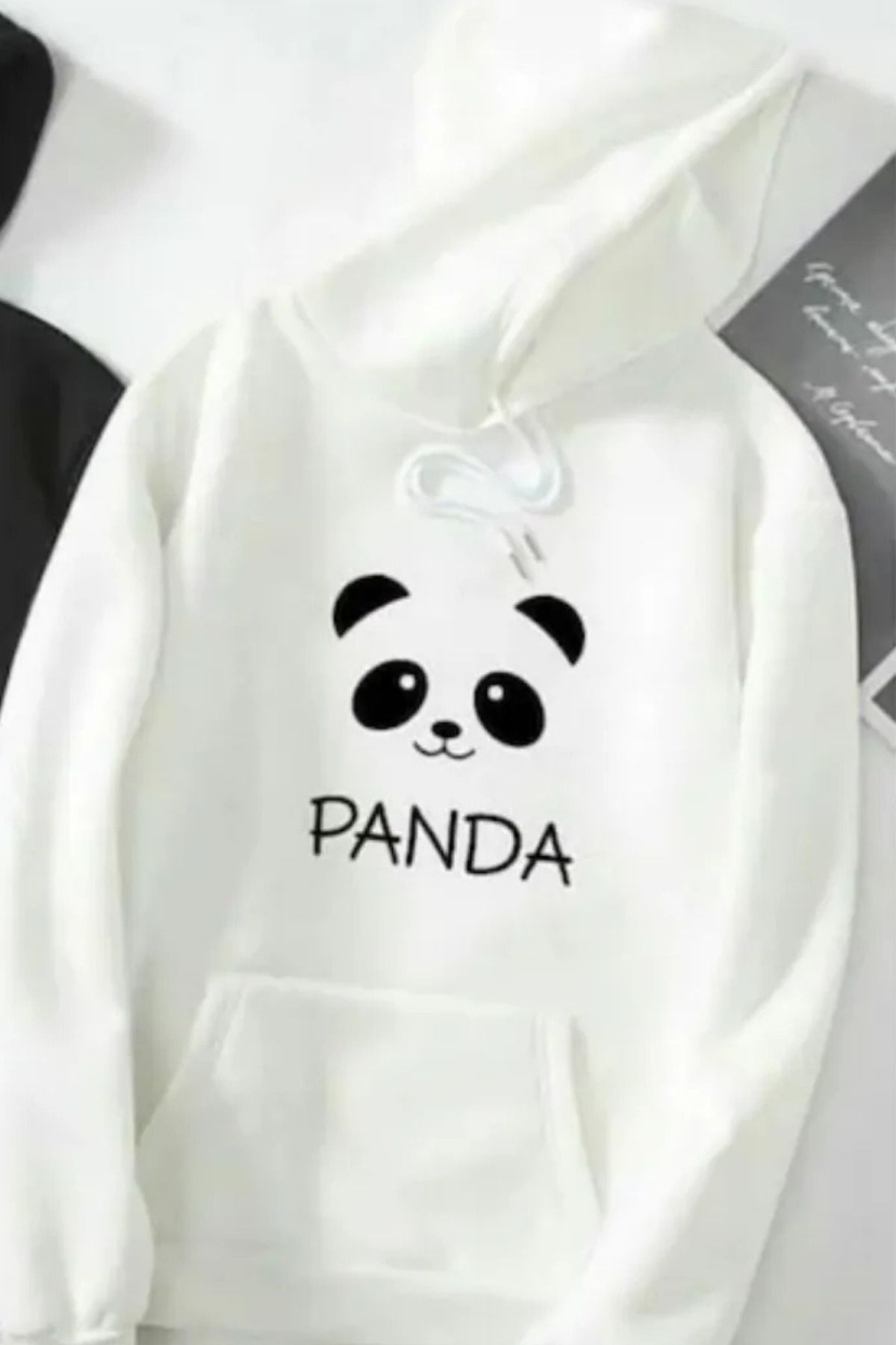 FECCY Pamuklu PANDA Bayrağı Baskılı Kapüşonlu Sweatshirt Hoodie