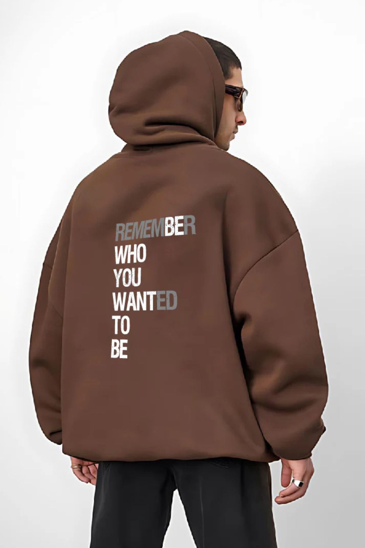 FECCY Pamuklu Remember Baskılı Kapüşonlu Sweatshirt Hoodie