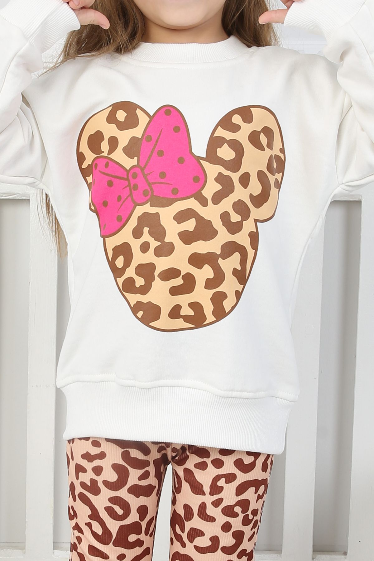 e-çocuk-Leopard Print Girls' Suit 55-555 3