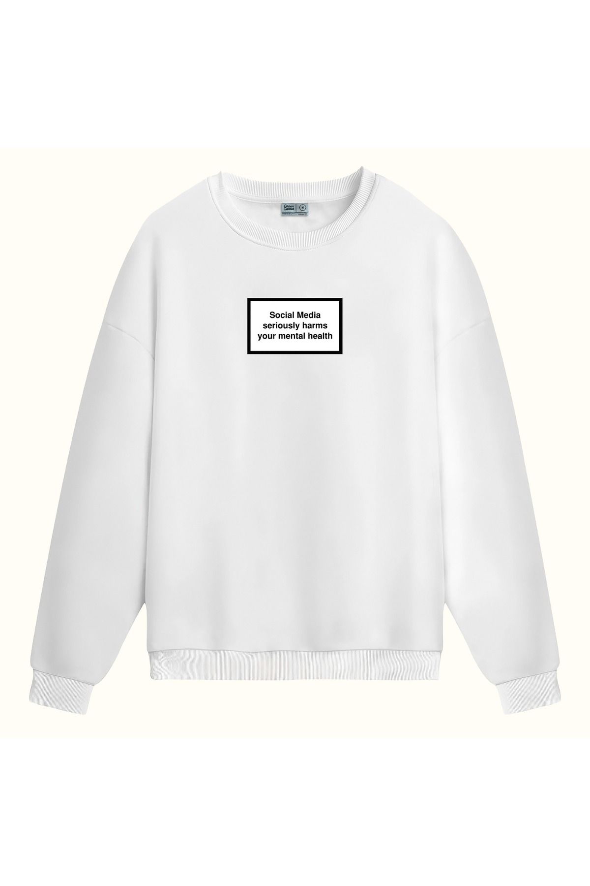 CCwear social media baskılı bisiklet yaka sweatshirt