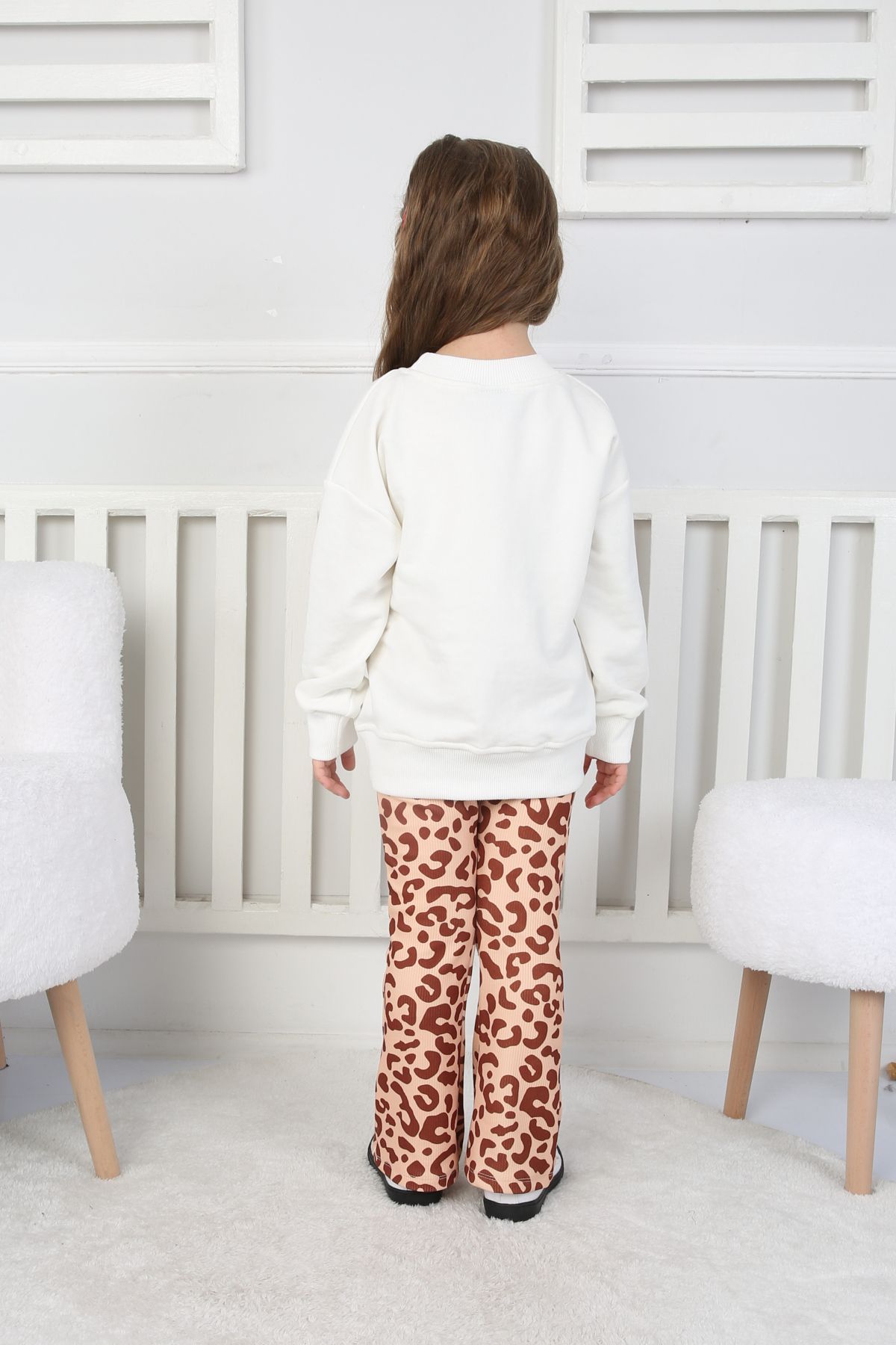 e-çocuk-Leopard Print Girls' Suit 55-555 6