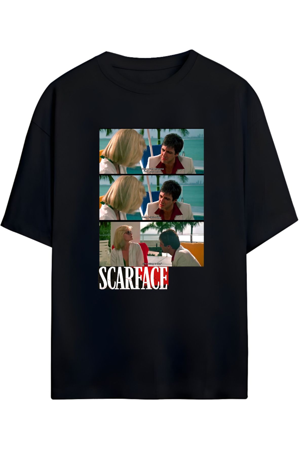 MAGORS SCARFACE ELVIRA TASARIMLI YÜKSEK BASKI KALİTELİ UNISEX YENİ SEZON OVERSIZE PAMUKLU  T-SHIRT