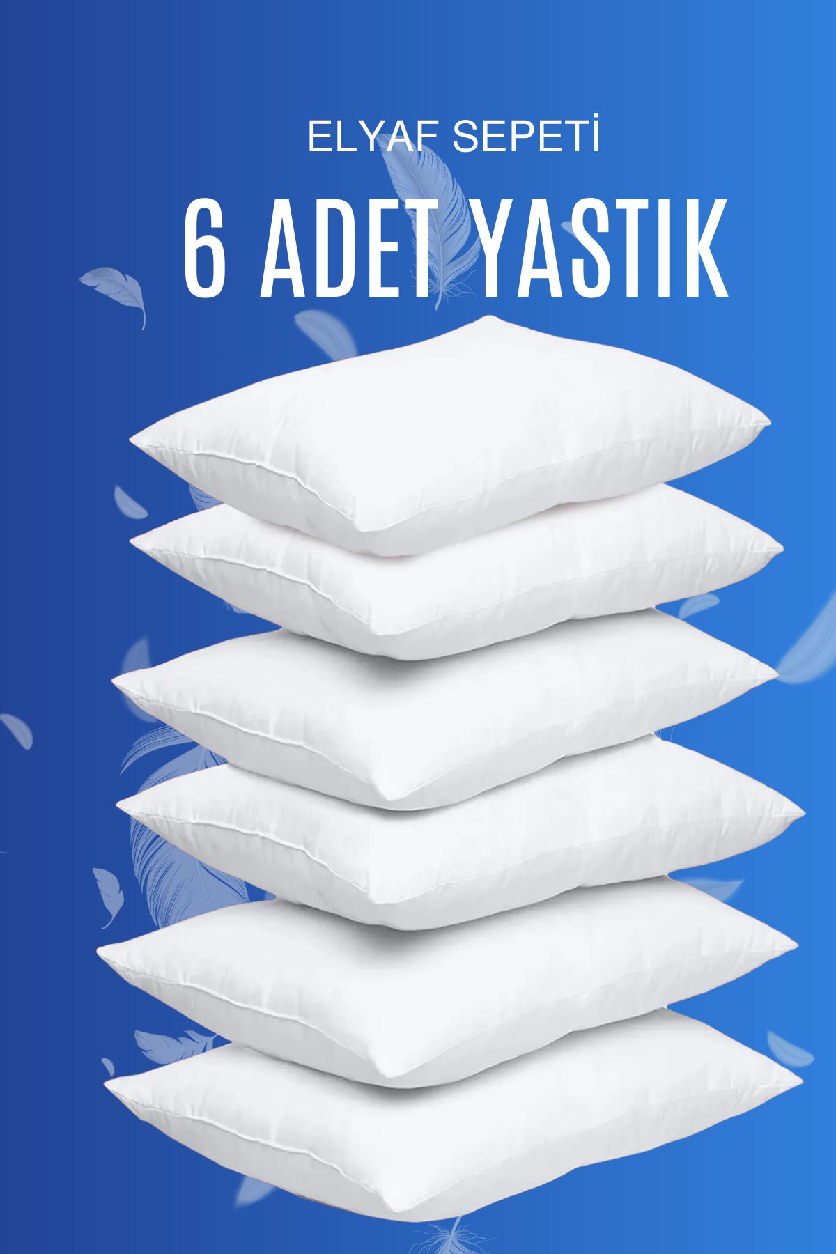 Elyaf Sepeti 6 Adet Nonwoven Yıkanabilir Silikon Elyaf Yastık Antialerjik Ev Ve Otel Yastığı 50x70cm 700 gr